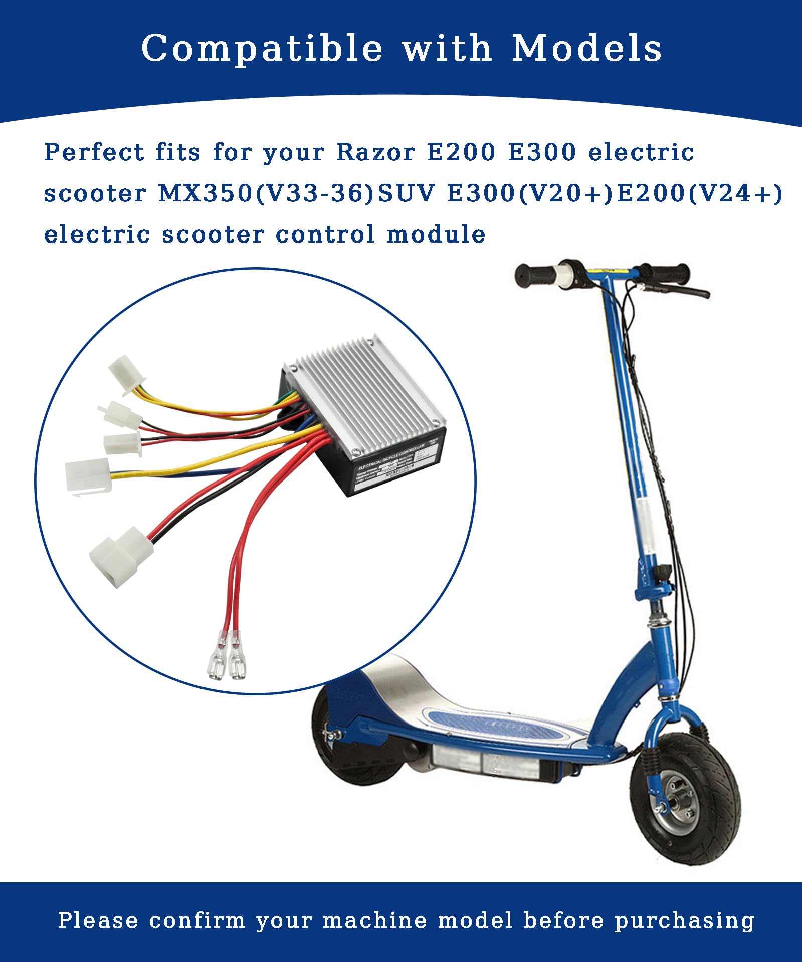 Controller elettrico ZK2430-D-FS-ROHS 24 V adatto per Razor MX350/MX400 V33-36 - solo per versioni 33+, connettore acceleratore di ricambio a 4 fili per Dirt Rocket Bike, biciclette, scooter tascabili