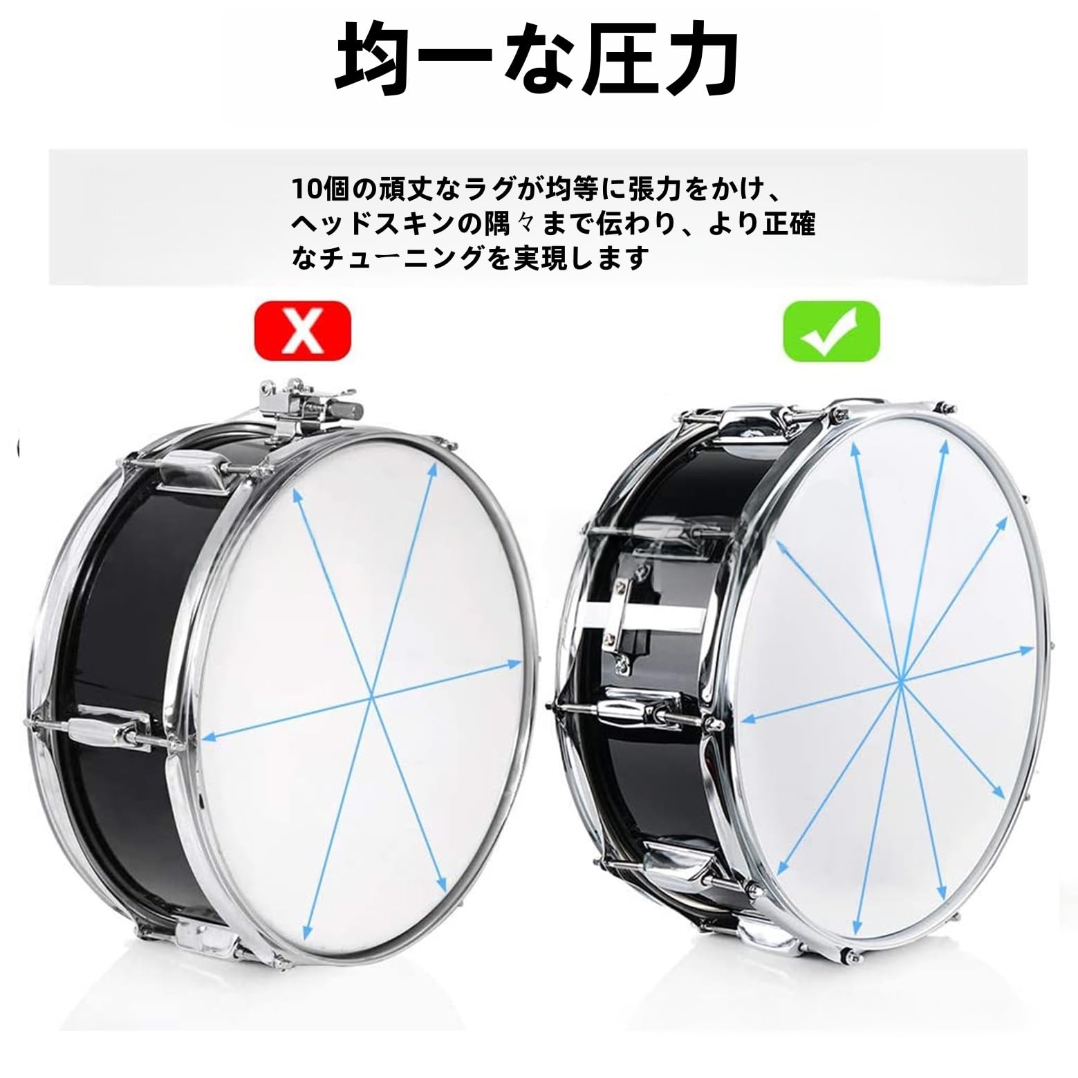 Amazon.co.jp: 14インチ スネアドラム 木製シェル ドラムスティック