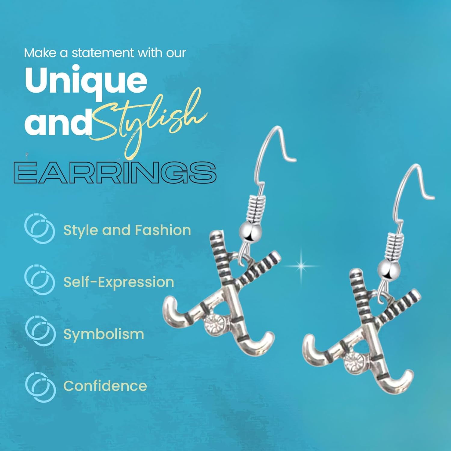 Silver Field Hockey Stick Dangle Earrings – Sports-Themed Jewelry Accessories, Lightweight & Stylish, Team Gift for Field Hockey Players, Coaches and Fans - Image 4