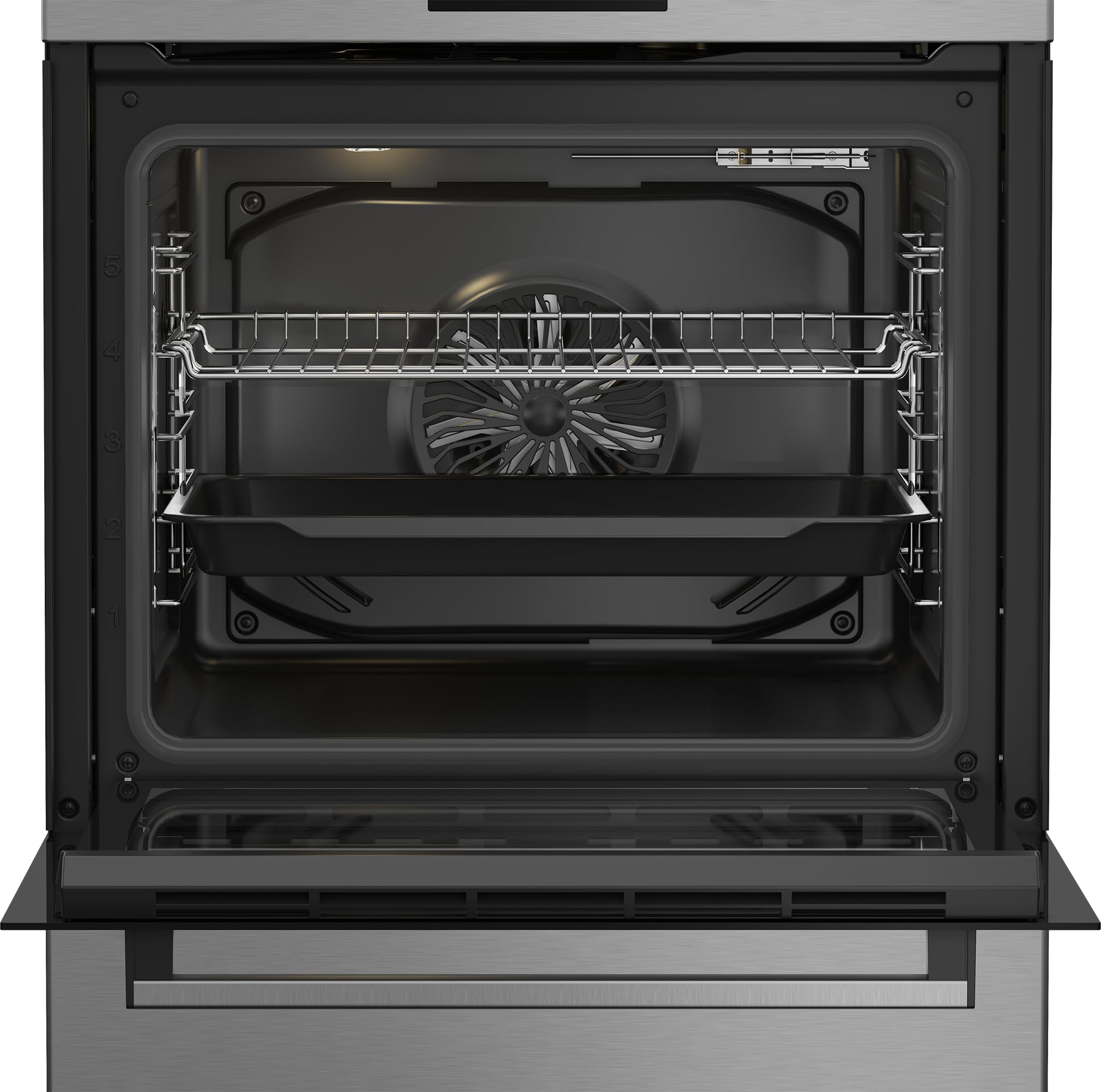 Beko FBM62320XDSL Cuisinière - fours et cuisinières (Autonome, Cuisinière, Gaz, 72 L, 4 zones de cuisson, 8 modes de chauffage, Grille latérale, Ecran multifonction, Acier inoxydable)