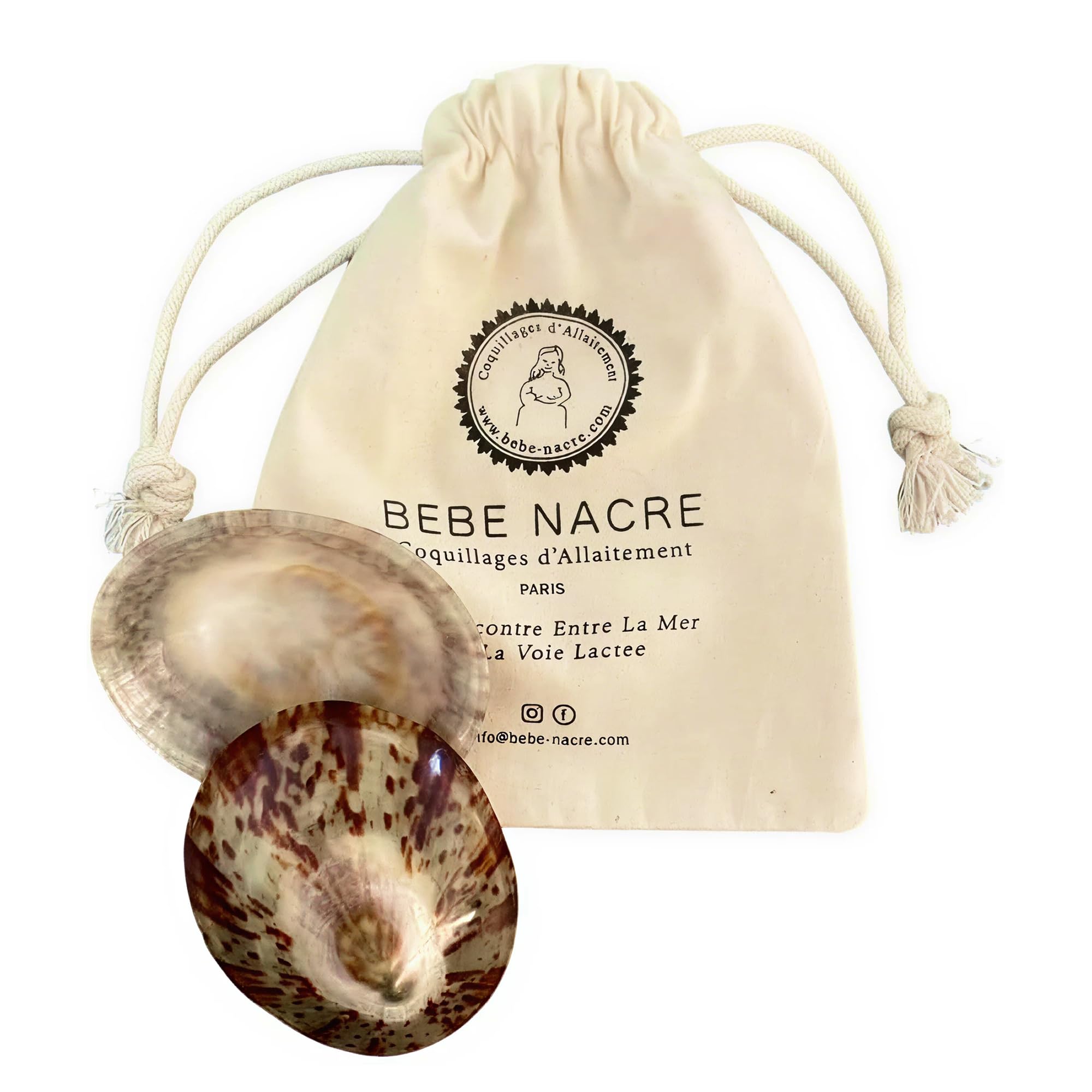 Bébé Nacre Coquillages Allaitement 100% Naturels, Atelier Français Artisanal, Protection Cicatrisation mamelons, Apaise Soulage les crevasses, Coupelles Écologique et Réutilisable, Nacre, (Medium)