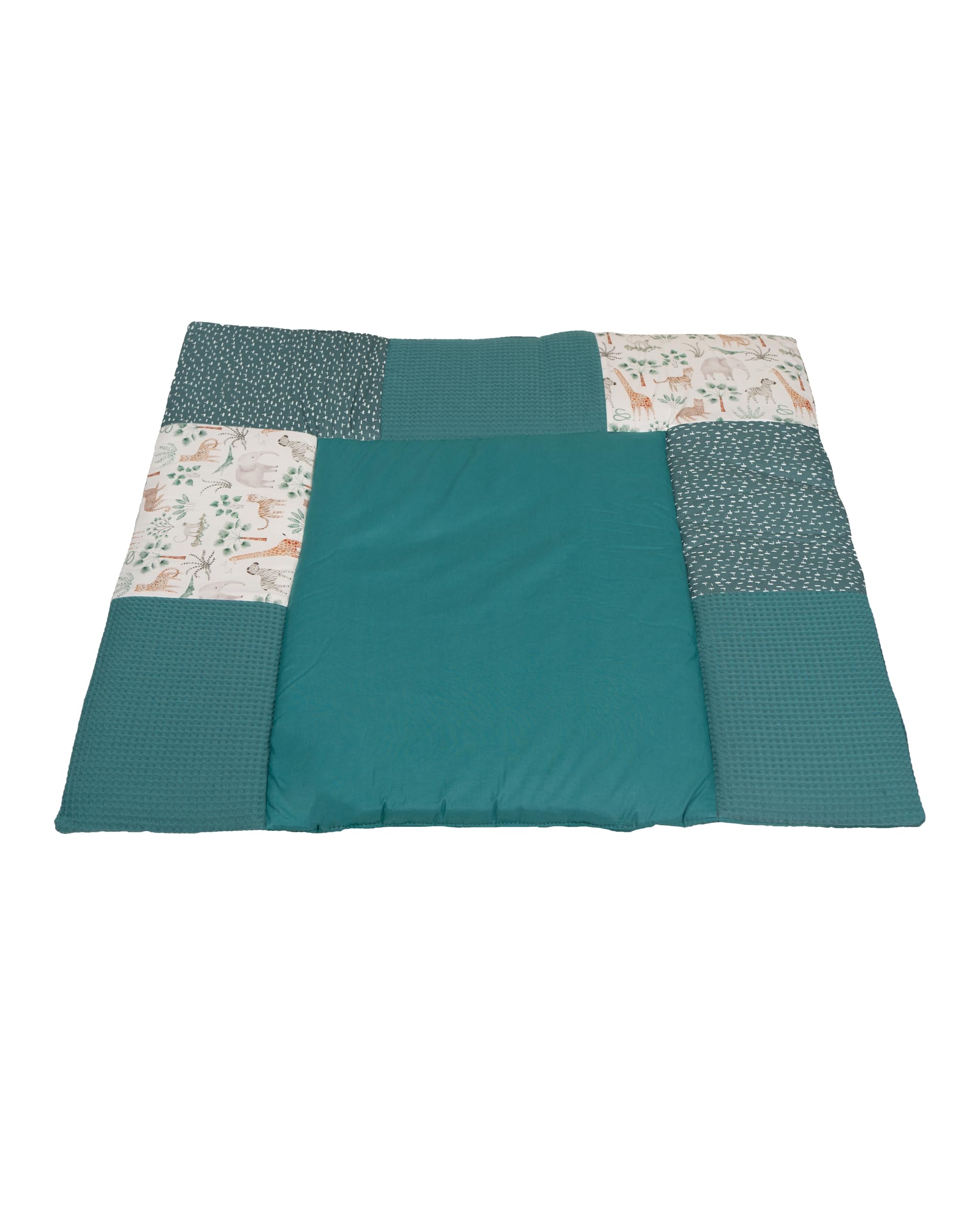 ULLENBOOM ® Wickelauflage 85x75 cm Madagaskar (Made in EU) - Wickelunterlage Waschbar und für Unterwegs geeignet, Bezug: 100% OEKO TEX Baumwolle, Wickeltischauflage 75x85