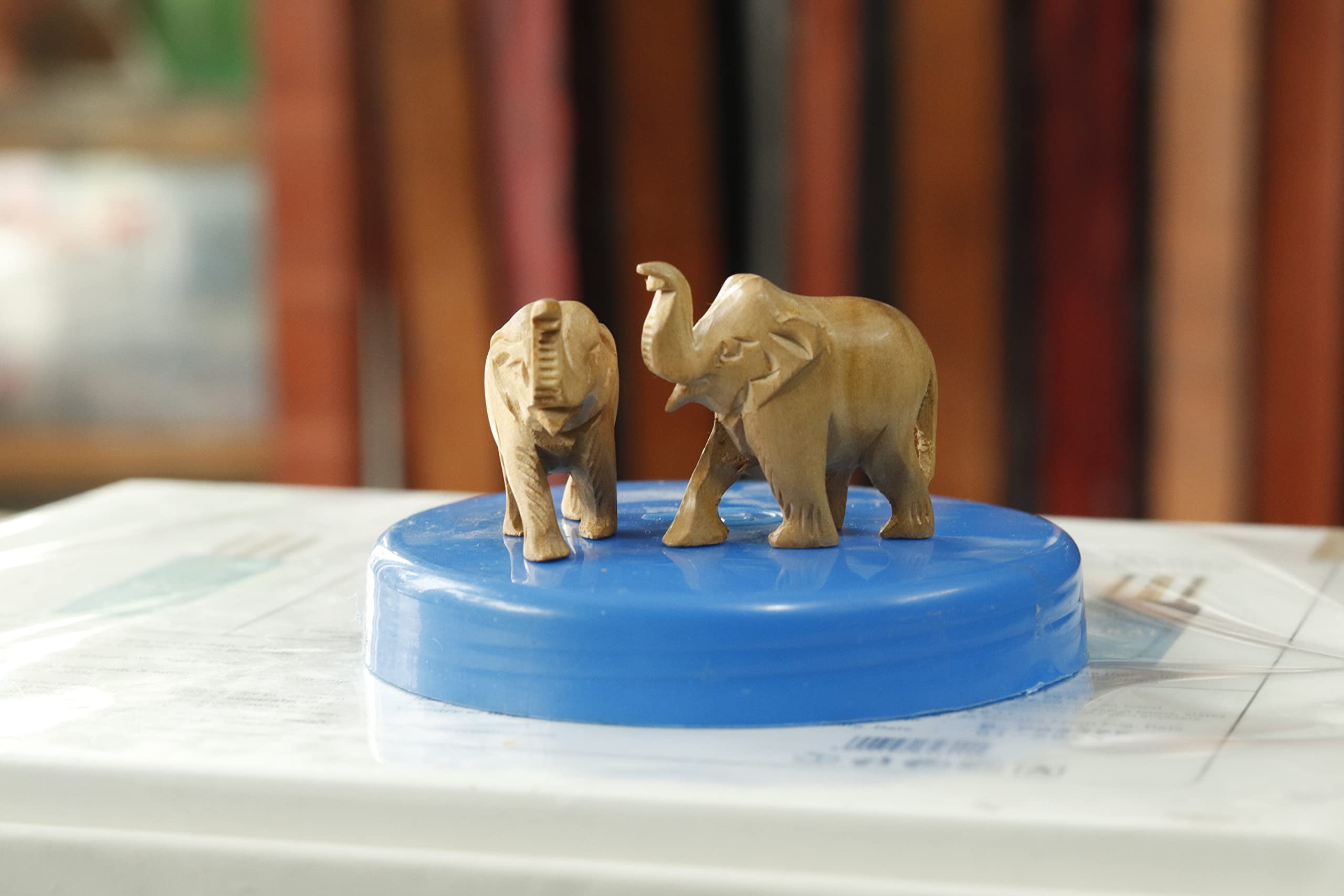 KC PRODUCTS Sandalwood Elephant Combo Set Upper Trunk 1 Inch | Pair Como Set | Home Decor Showpiece 3