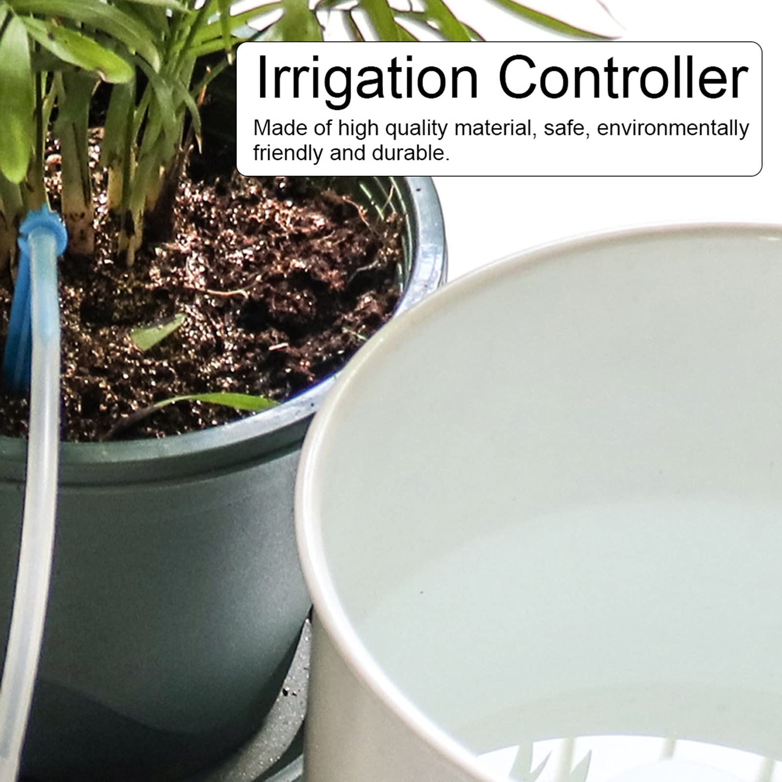 Solar Intelligentes automatisches Tropfbewässerungs-Controller-Set, Gartenwasser-Timer, Bewässerungsset, ABS-Silikon, 14 x 13 cm, Solarpanel, 10 m Rohr für Gewächshaus, Hinterhof,