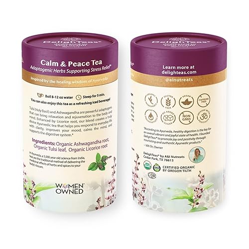 Miniatura 4 de DelighTeas Tulsi - Té de albahaca sagrada  Bolsas de té pirámide ecológicas  Tulsi ayurvédico, mezcla adaptógeno Ashwagandha  USDA orgánico, sin