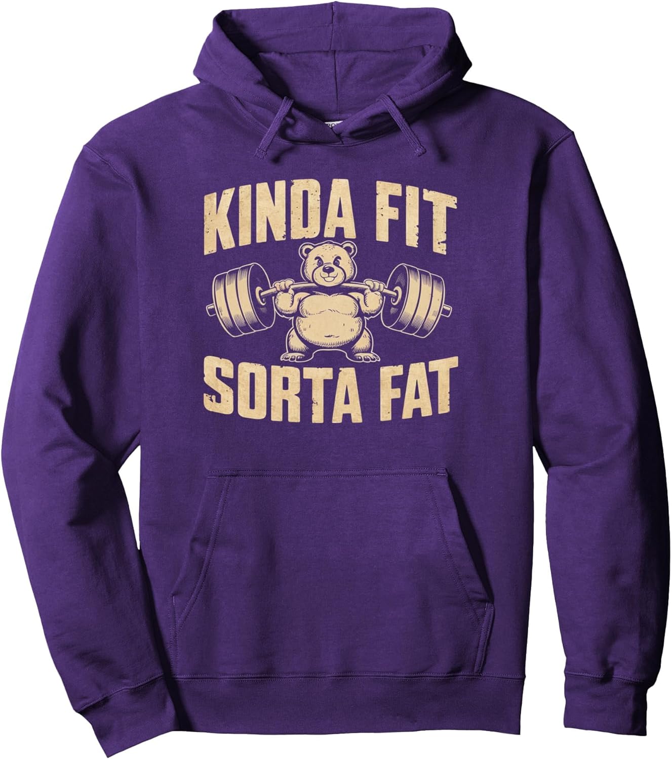 Kinda Fit Sorta Fat Funny Gym Cute Bear Retro Pullover Hoodie
