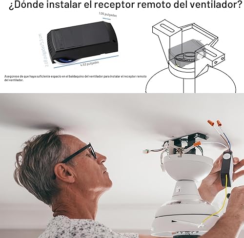 Miniatura 7 de LPHUMEX Kit universal de control remoto para ventilador de techo, motor de CA 3 en 1, temporizador de luz y control remoto de velocidad