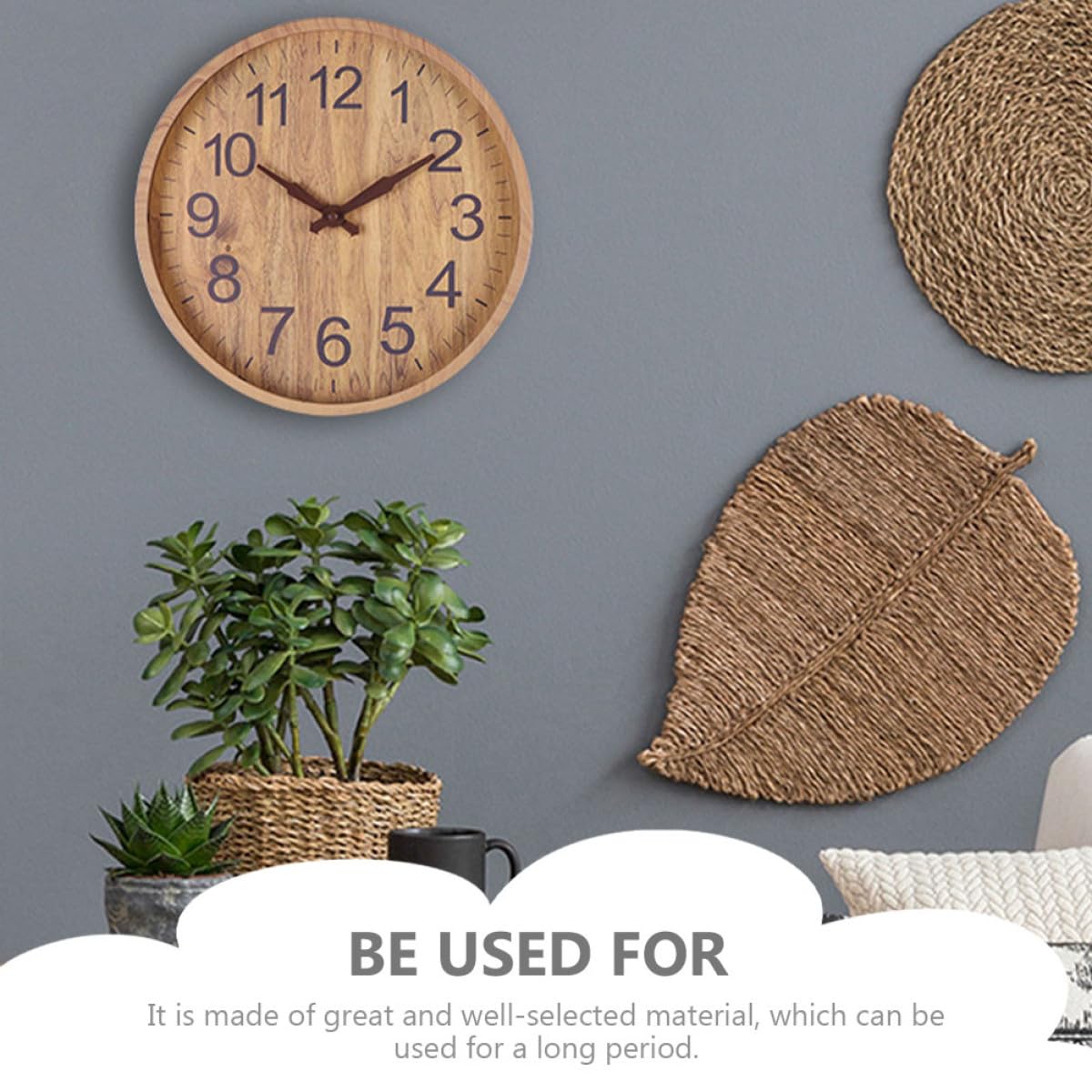 Lautlose Wanduhr mit Holzmaserung 12 Zoll für Wohnzimmer