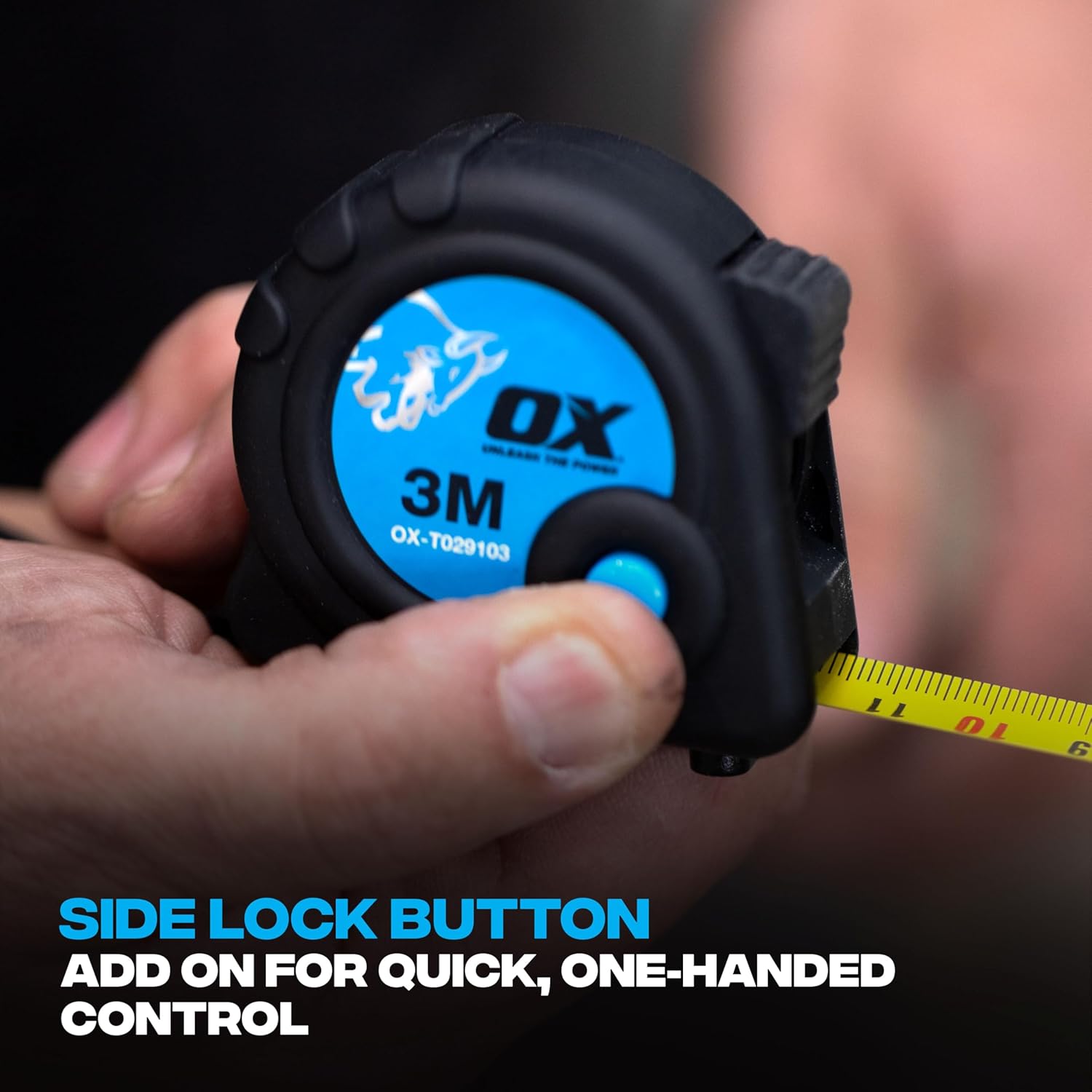 OX 5m Trade Series Metric Tape Measure - Heavy Duty Nylon Coated Measurement Tape - Black/Blue
