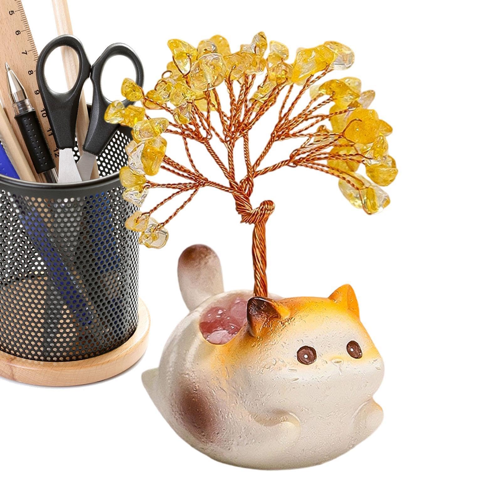 Décoration de tableau de bord arbre en citrine pour purifier l'habitacle