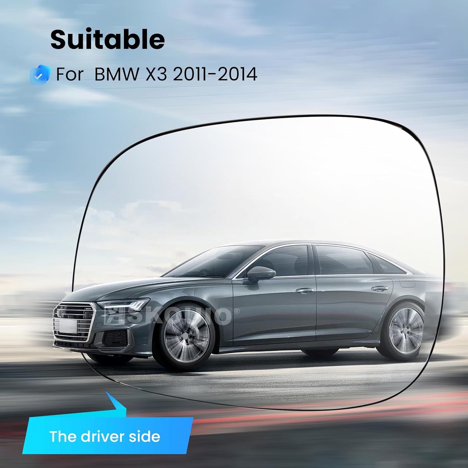 Driver Side Mirror Replacement Glass for BMW X3 2011-2014 Backing Plate Power Heated Left Side View Car Rearview Mirror Glass for BMW X3 2011 2012 2013 2014