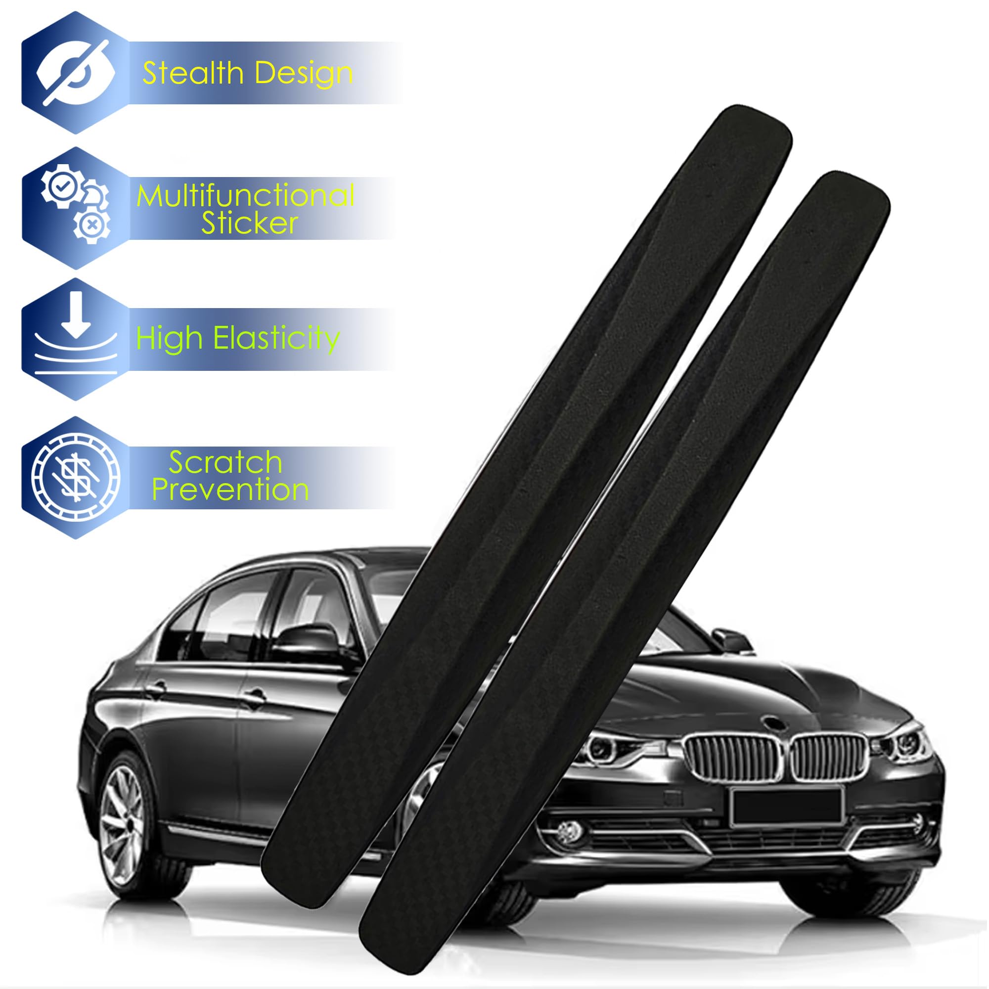 WHIPONE Car Bumper Scratch Guard Compatible for Maruti Wagon R, Strong & Durable Bumper Protector, Universal Fit for All Cars, PVC Material, (Set of 4, Black) - Image 2 thumbnail