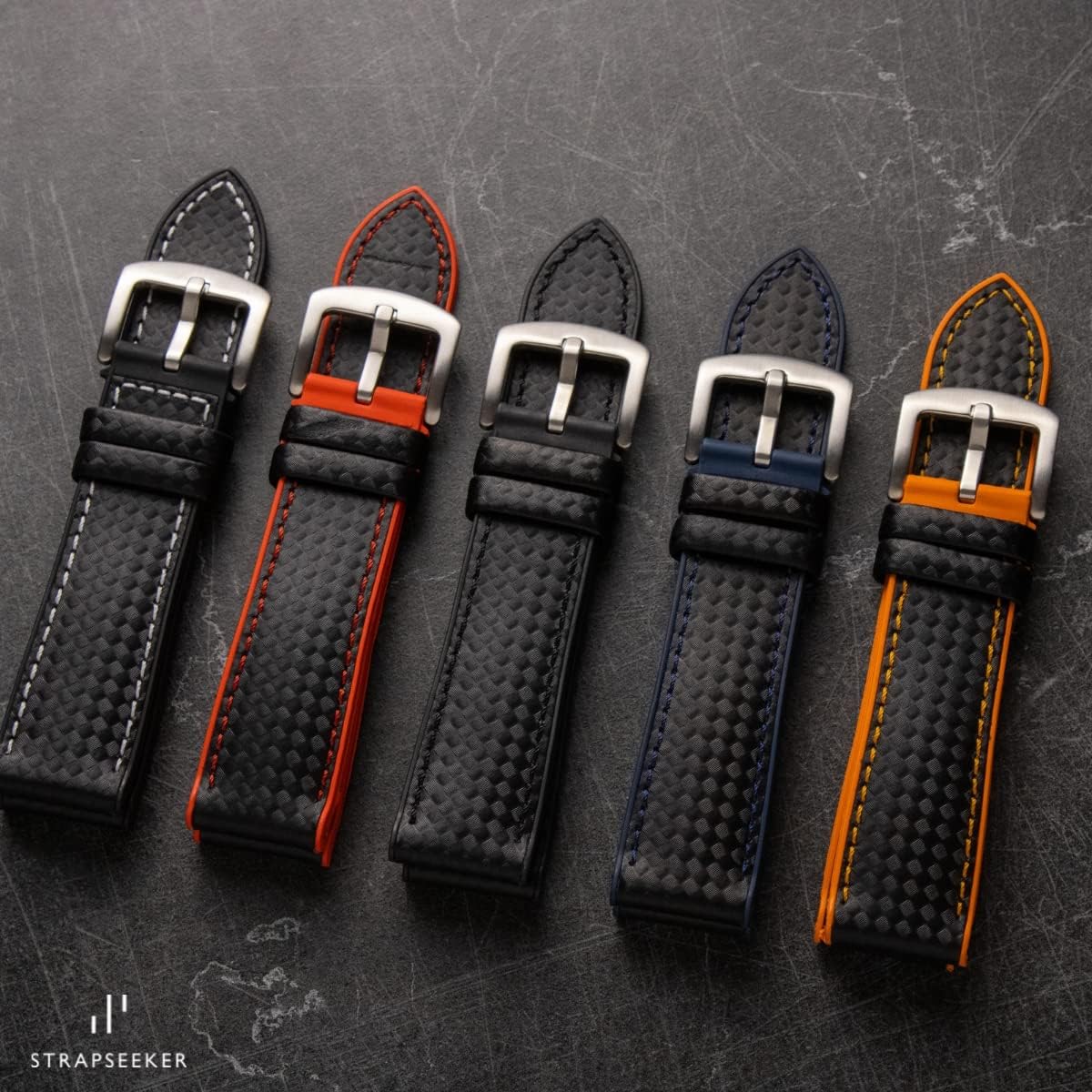 Premium Hybrid Leather & FKM Rubber Ezra Watch Straps- Performance Replacement Watch Bands for Sports- Watch Strap for Men & Women- Colors: White, Black, Blue, Orange, & Red- Sizes: 20mm 22mm 24mm