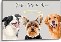 Custom Pet Portrait Canvas Wall Art - Personalized Pet Loss Memorial with Halo for Dogs Cats, Framed Sympathy Gift Decor