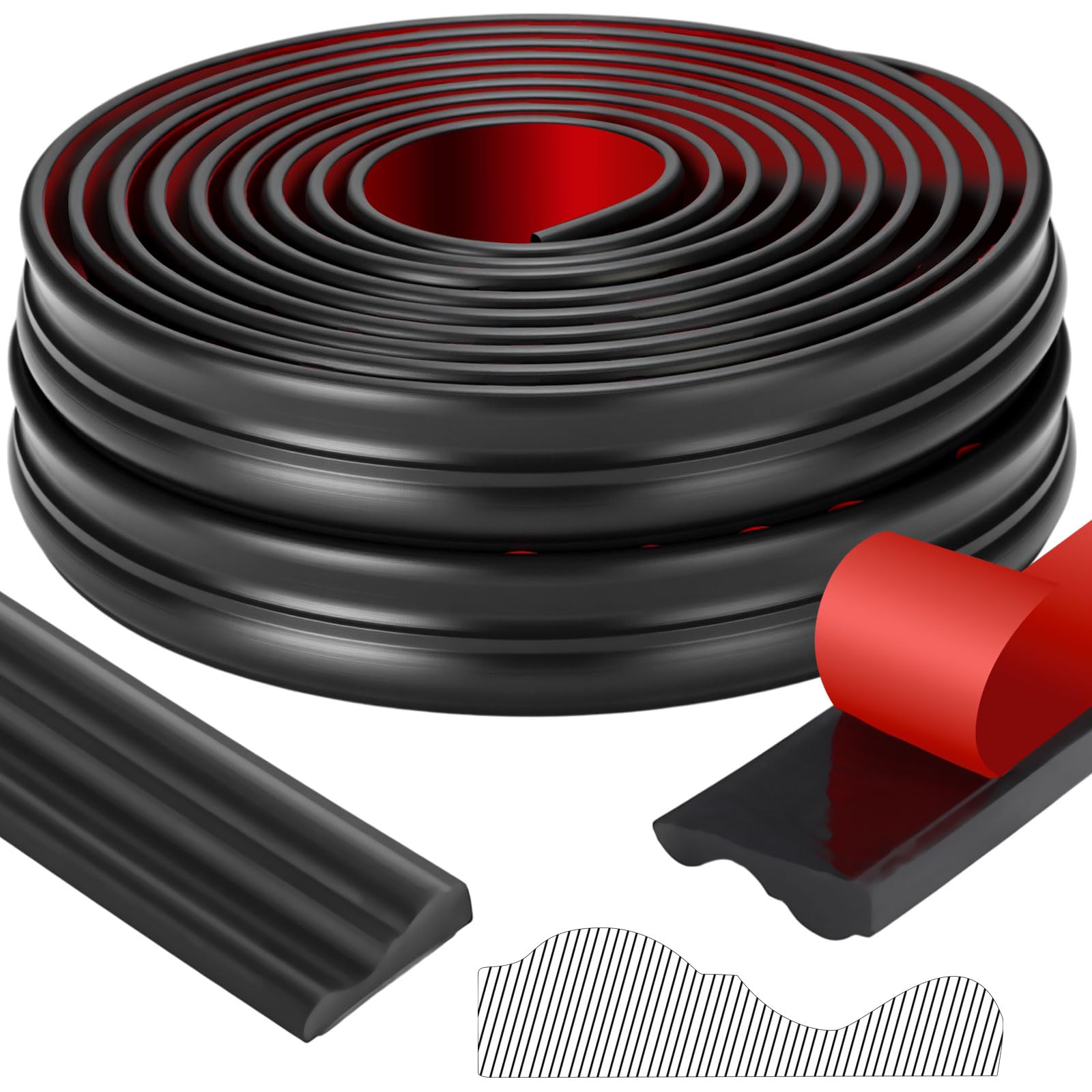 Photo 1 of Innconee 32.8ft x 1.25 Inch Flexible Peel and Stick Molding Trim for Wall, Baseboard, Backsplash, Tile Edge, Chair Rail, Mirror-self Adhesive Moulding Trim for Bathroom Wall Door Floor Window, Black