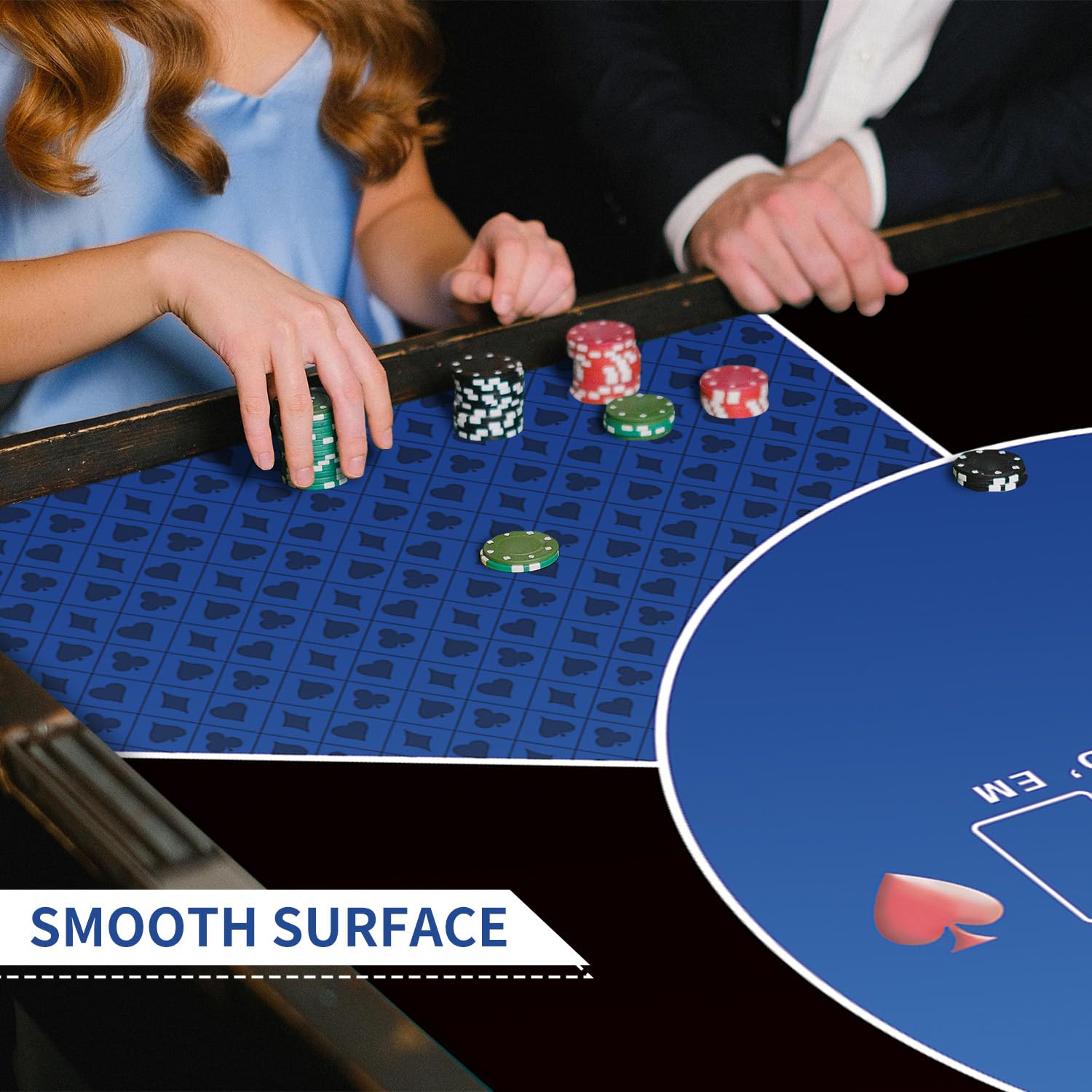 LaiEr 60/80/100/120/140/160cm Quadratische Poker Matte Texas Hold'em Poker Gummimatte Poker Topper für Tische Faltbare Tragbare Poker Tischplatte Layoutw für Poker Spiele Blackjack Casino(140 * 140cm)