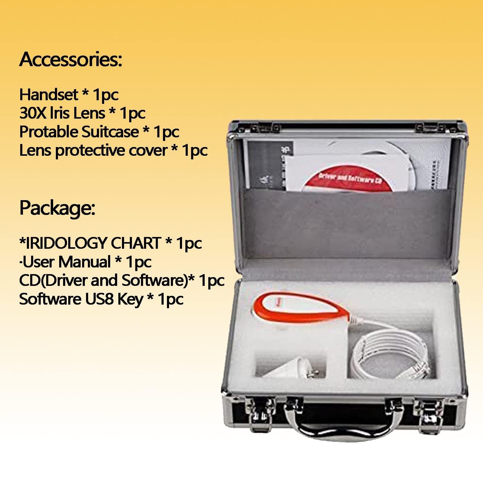 Cámara De Análisis De Iris,Cámara De Iridología con Analizador De Iris USB De 5.0 MP,Irisoscopio USB,Lupa Iris,Cámara Iris Ocular,Cámara Análisis Iris,con Lente Iris 30x Y Software Análisis
