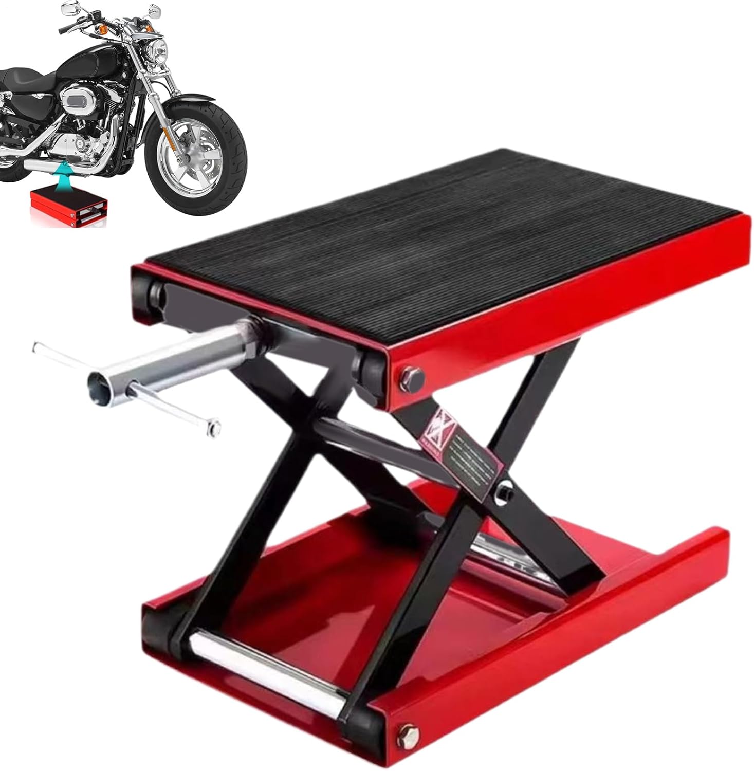 Motorcycle Hydraulic Lift - 500Kg Capacity Jack for Easy Bike Lifting, Stable Anti-Skid Pad with Foot Pedal, Repair and Maintenance Equipment for Workshop, Garage, Tire Rotation, Brake and E