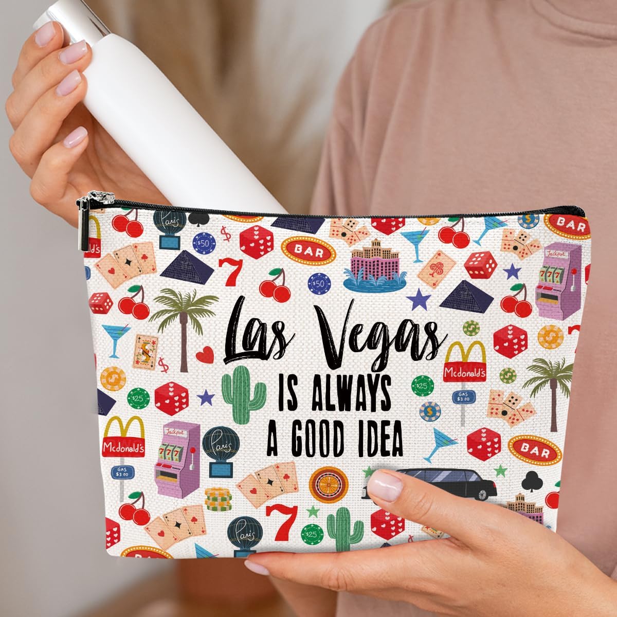 Las Vegas Travel Gift Cosmetic Bag Las Vegas Souvenir Makeup Bag Girls Trip Gifts Favors City Themed Gifts for Women Female Girls Birthday Christmas Bachelorette Party Favors Friendship - Image 3