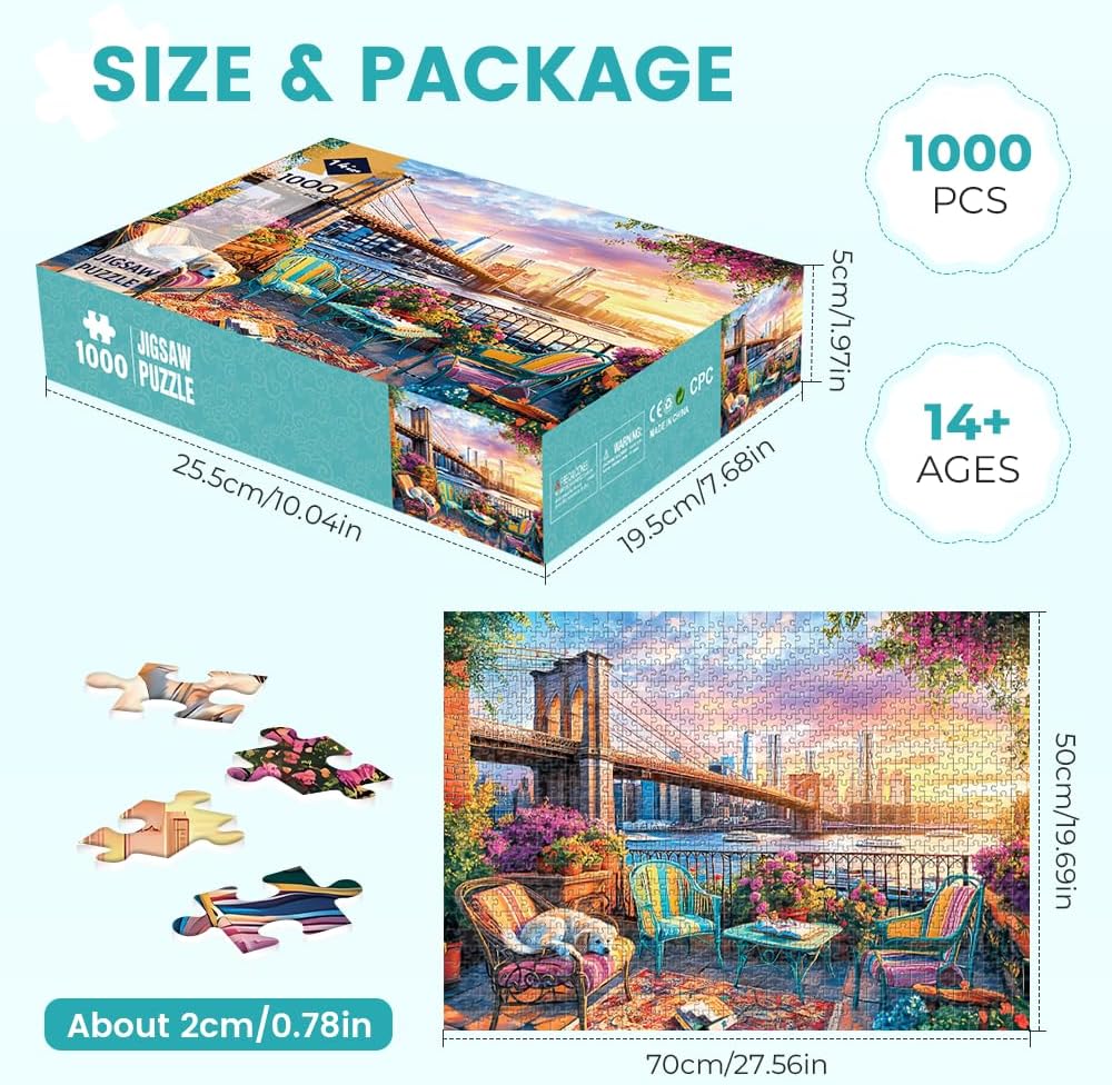 Puzzles for Adults 1000 Pieces Exquisite Cityscape Jigsaw Puzzles, Fun and Challenging Family Game Great Gift Idea Premium Quality Puzzle for Relaxation and Home Decor