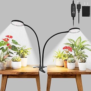 Grow Lights for Indoor Plants Full Spectrum, Clip On Plant Light with Timer 4/8/12/18H, Adjustable Gooseneck, 5 Dimming Levels, LED Grow Lamp for Houseplants
