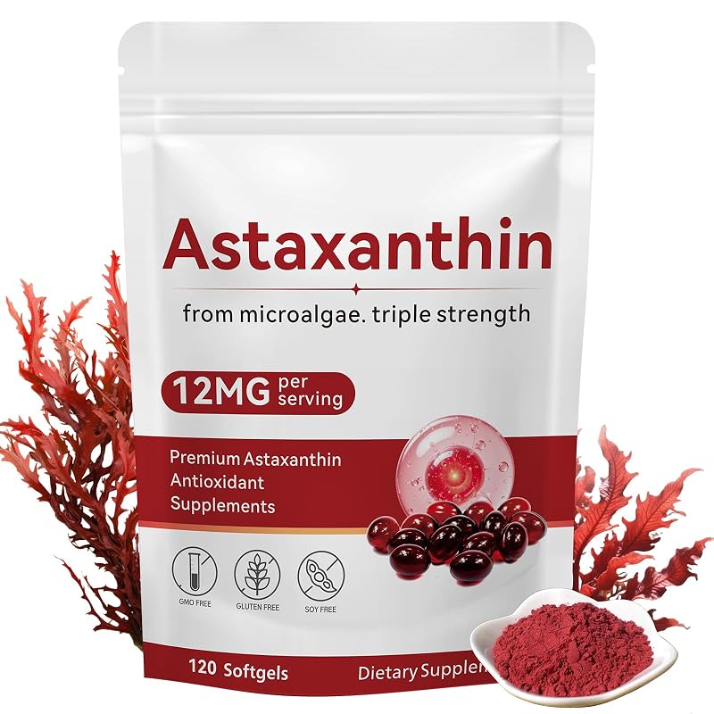 Axldrn Suplemento de Astaxantina 12 mg 120 cápsulas gelatinosas