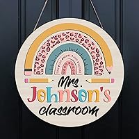 Vista 2 de Decoración para Puerta de Maestro NO es producto 3D, Letrero de Maestro Arcoíris Letrero de Bienvenida para Puerta de Maestro, Letrero de Puerta