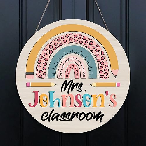 Miniatura 2 de Decoración para Puerta de Maestro NO es producto 3D, Letrero de Maestro Arcoíris Letrero de Bienvenida para Puerta de Maestro, Letrero de Puerta de