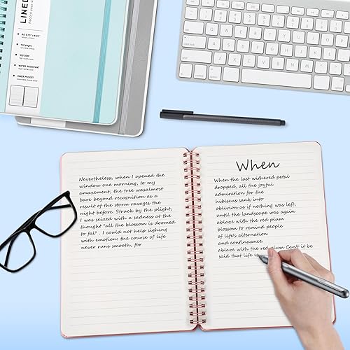 Miniatura 3 de Cuaderno de diario forrado en espiral, cuaderno A5 de cuero de tapa dura para el trabajo, 5.7 x 8.2 pulgadas, cuaderno de papel grueso de 100 GSM