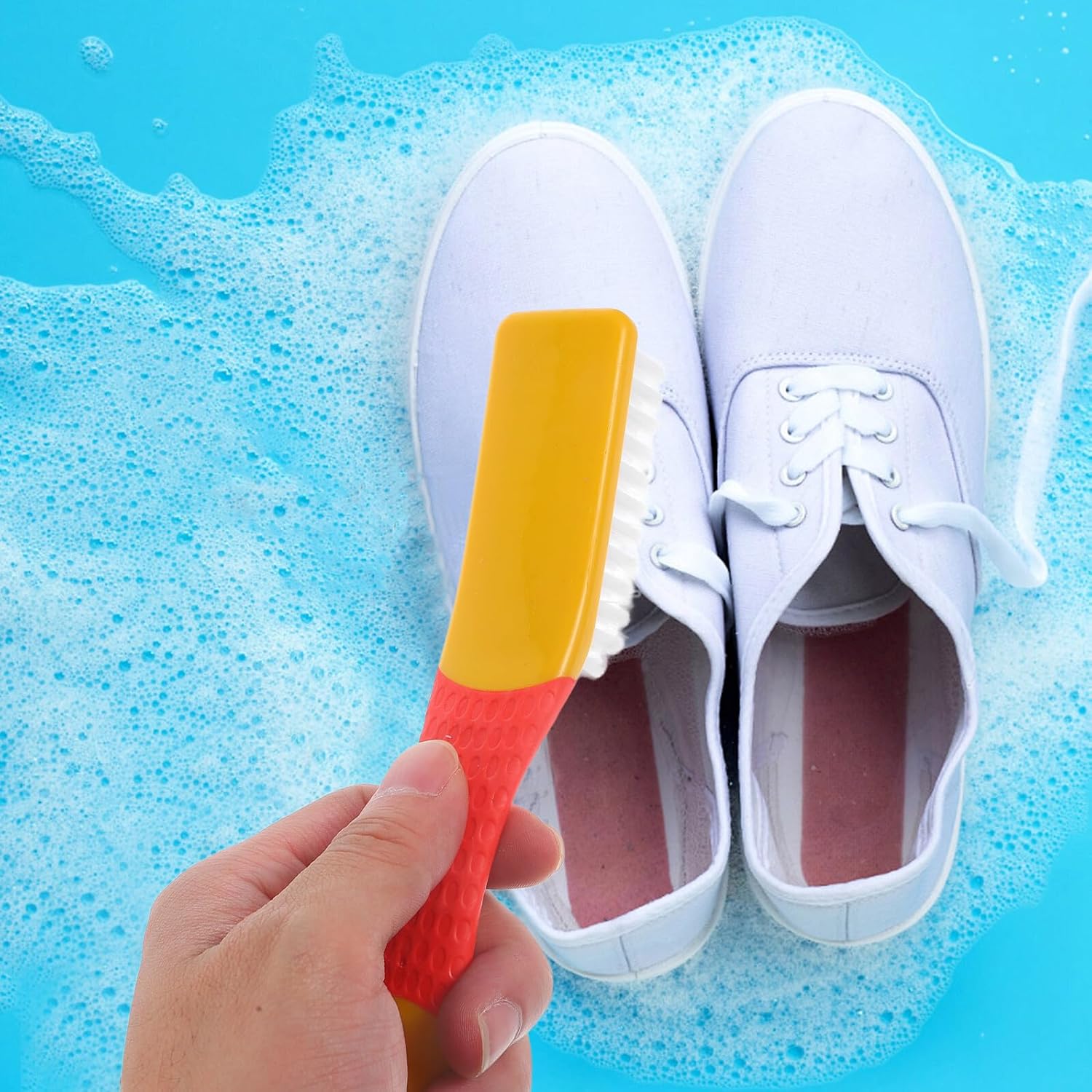 HEMOTON 10pcs Laundry Scrub Shoe Brush Set with Soft Long Bristles, Household Cleaning Brush for Sneakers and Clothes, Sturdy Shoe Care Accessories for Daily Use