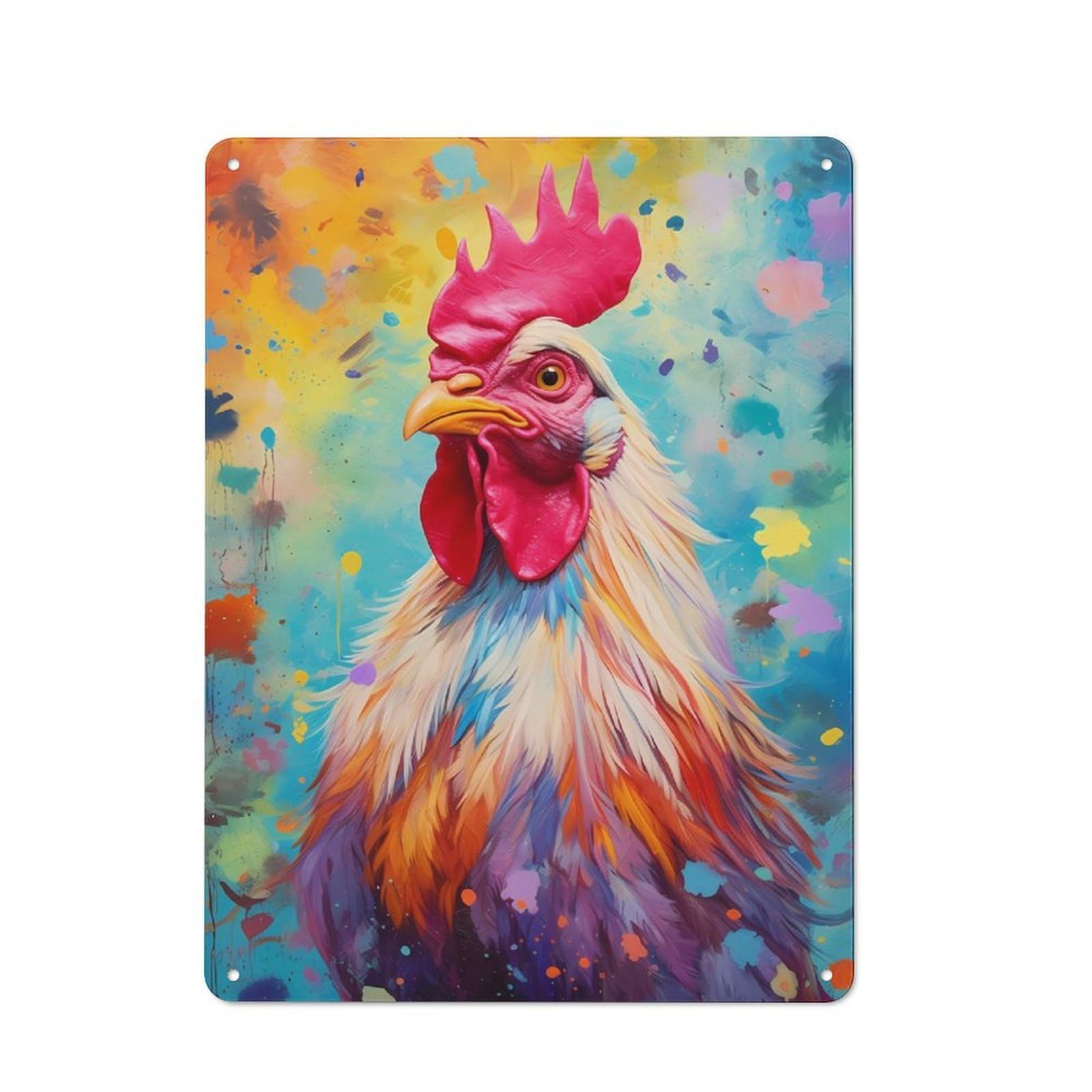 Junmoney Chicken Color Rustic Metal Plaque 40X30cm For Guest Room Or Hallway, For Home Interiors, Feature Walls And Decorative Displays