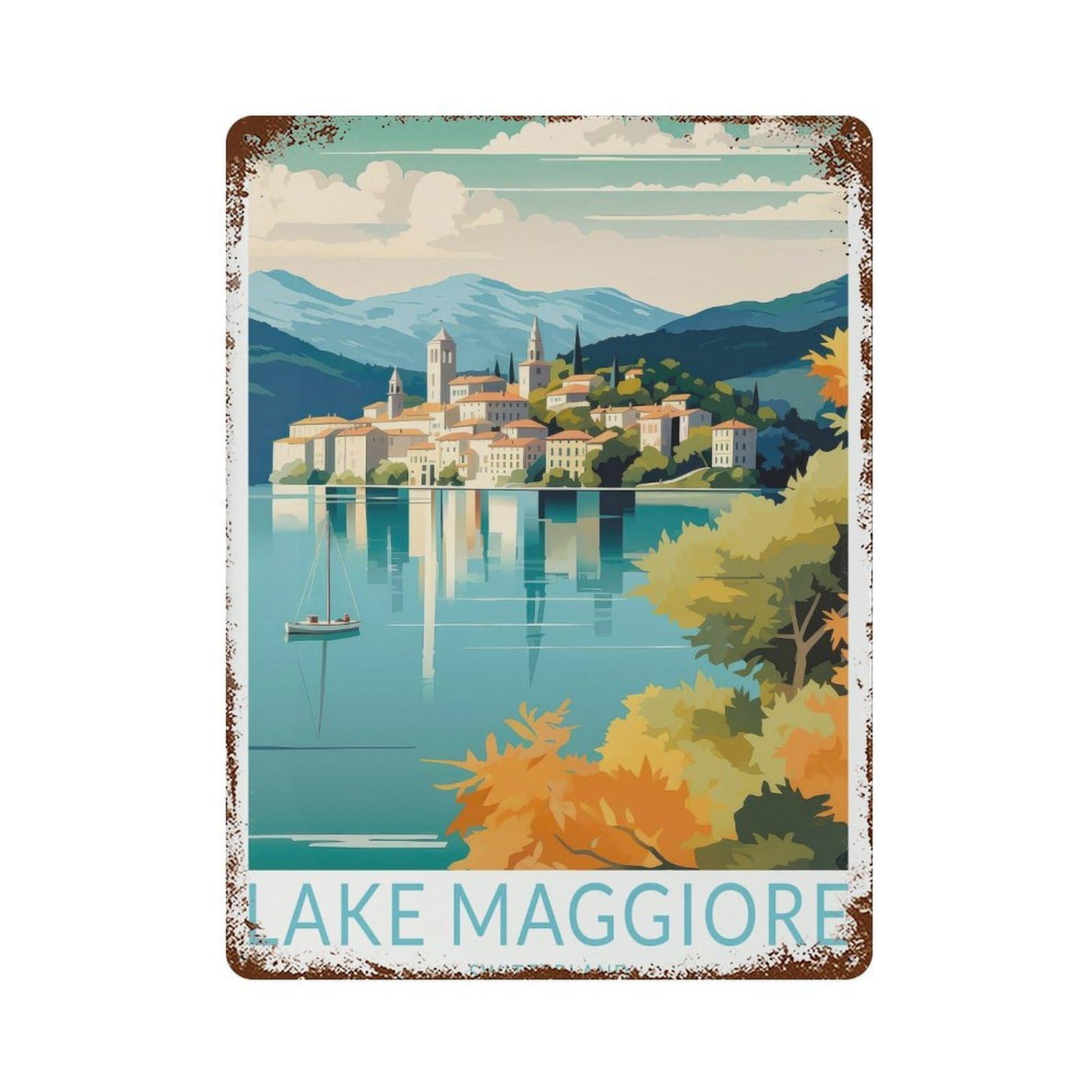 xiaoxiaoshen Lake Maggiore Switzerland Travel Lakes Traveler Decor, Swiss T (2) Wall Decor Art Metal Tin Poster Modern Home Decor Art Home Bar Shop Decorations Vintage Sign 40x30cm