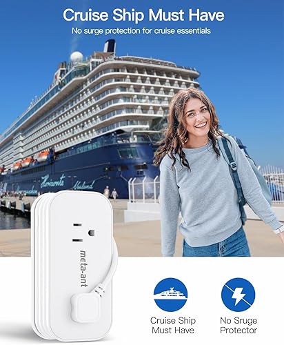 Miniatura 6 de Regleta de alimentación de viaje con 4 tomas de corriente, cable de extensión de enchufe plano con 3 puertos USB, extensor de salida de 2 lados,