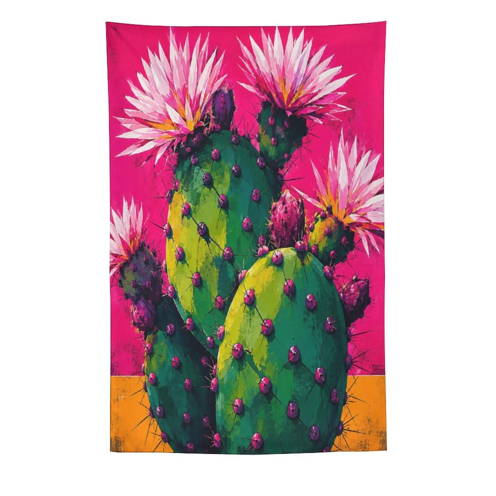 H3B8U2Y5 Pink Cactus Flowers Wall Tapestry, Color Block Line Art, Bedroom
