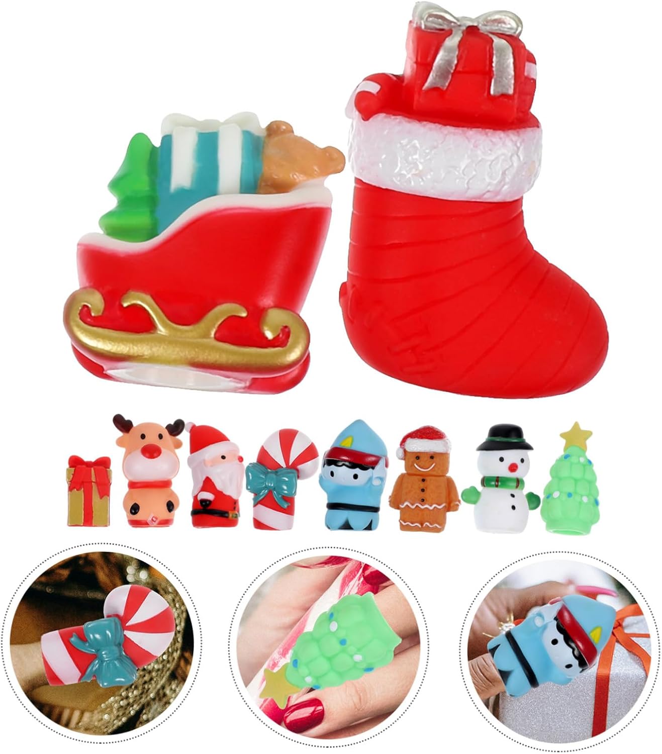 10Pcs Christmas Finger Puppets Vinyl Santa Snowman Elk Tree Lightweight Interactive Storytelling Props for Holiday Party Supplies