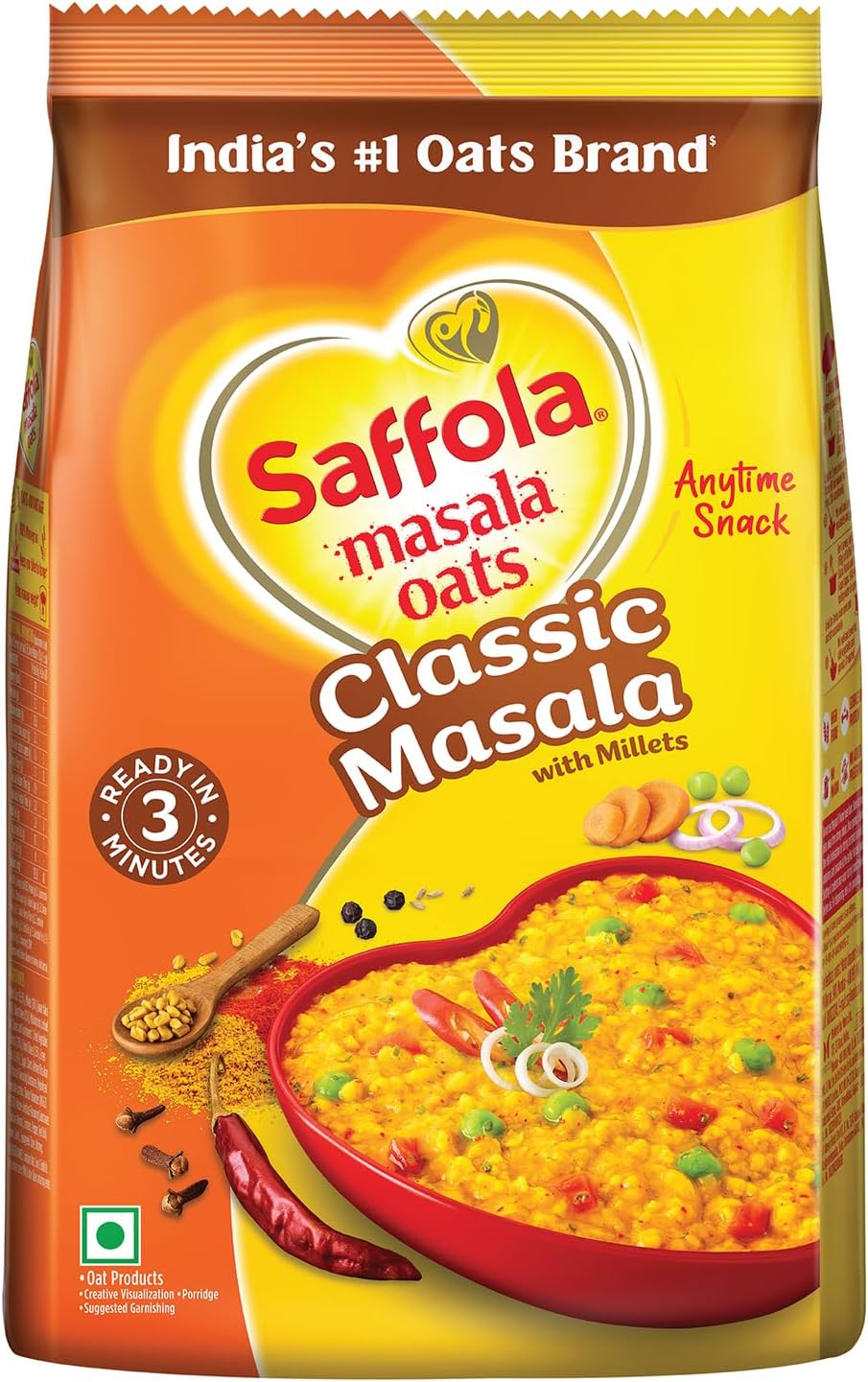 Masala Oats| 1kg | Classic Masala | Tasty, Anytime Snack | Ready in 3 mins | Millets Goodness- with Bajra & Jowar | No maida , No added preservatives | helps manage weight