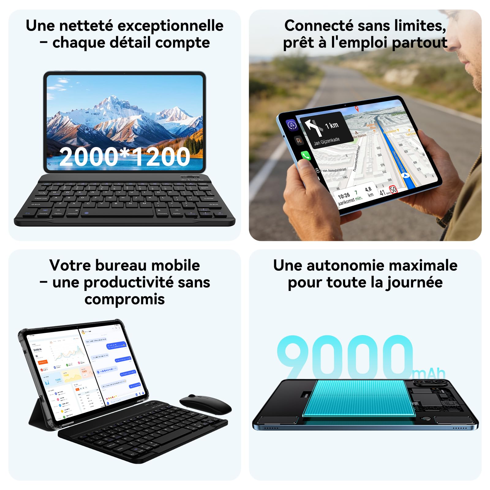 Blackview Mega2 12-calowy tablet z systemem Android 15 tabletów, 24 GB RAM + 128 GB ROM, tablet do gier 120 Hz 2K FHD z klawiaturą, myszą, rysikiem, słuchawkami, 4G LTE+5G, WiFi, 9000 mAh, WideVine L1