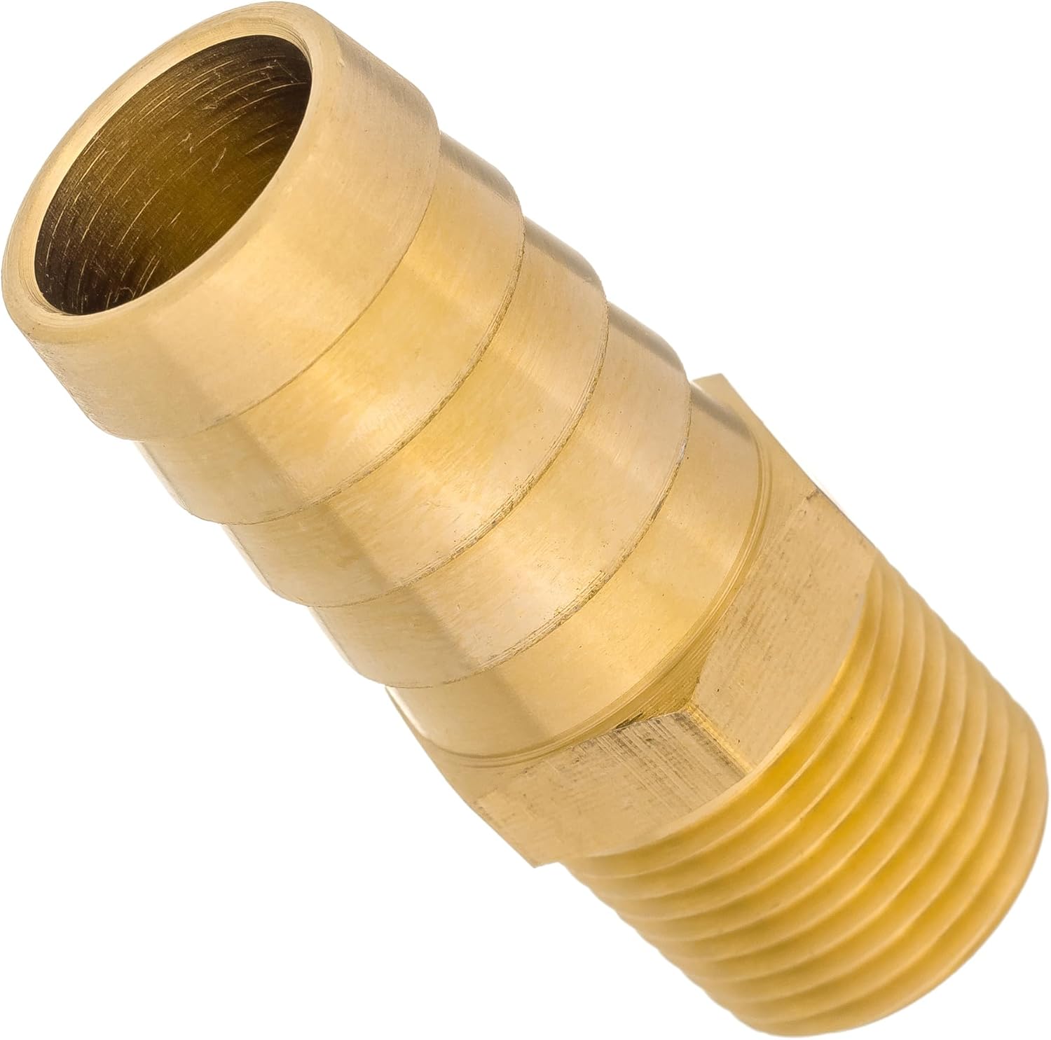 Brass Straight 16mm 5/8" Barb Hose to 3/8" NPT Male Threaded Barbed Pipe Fitting Connector, Adapter Coupler Reducer Converter, Used to Connect Lines for Air, Water, Fuel, Oil and Inert Gases