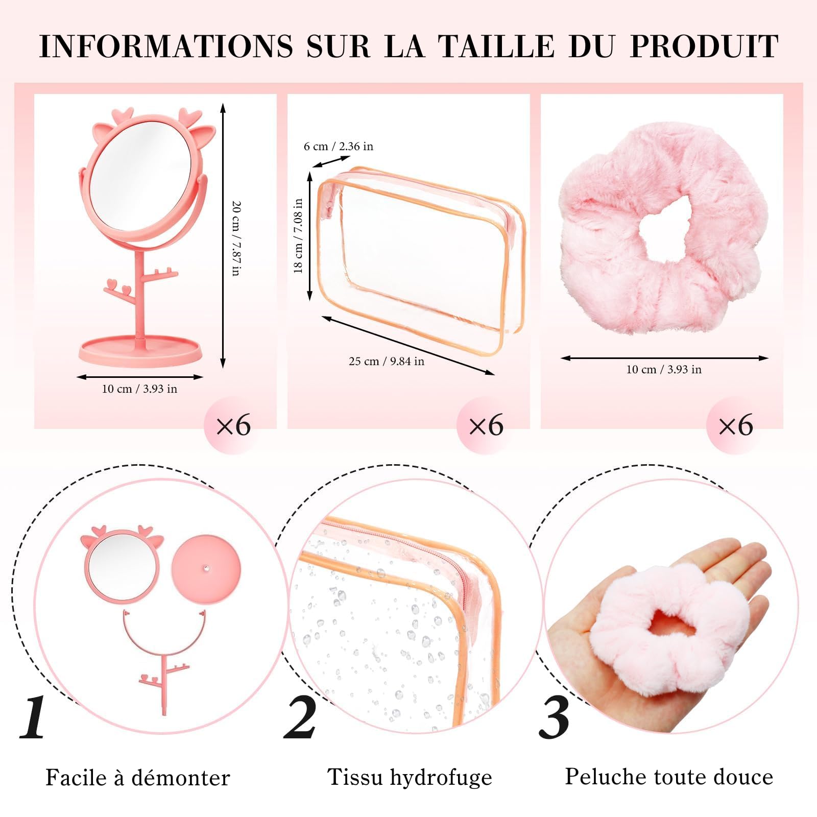 Juego de 48 kits spa rosa – estuche spa para mujer 6 personas con cuencos de máscara, pinceles, espátulas, espejos, estuches de maquillaje, bandas, cochus, toallas para noche de pijama, cumpleaños