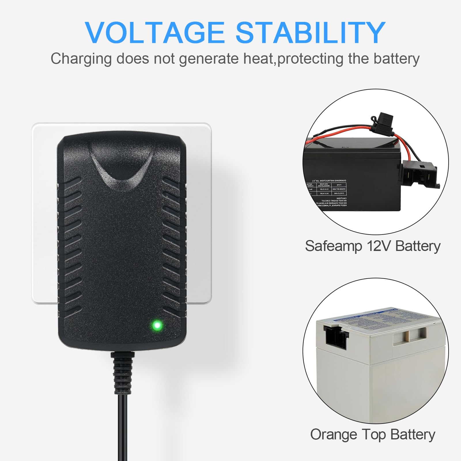 12V Charger for Powered Wheels Battery 12 Volt Battery Charger for All Fisher-Price Powered Wheels Gray Battery and Orange Top Battery Replacement Fisher Price 12V Adapter