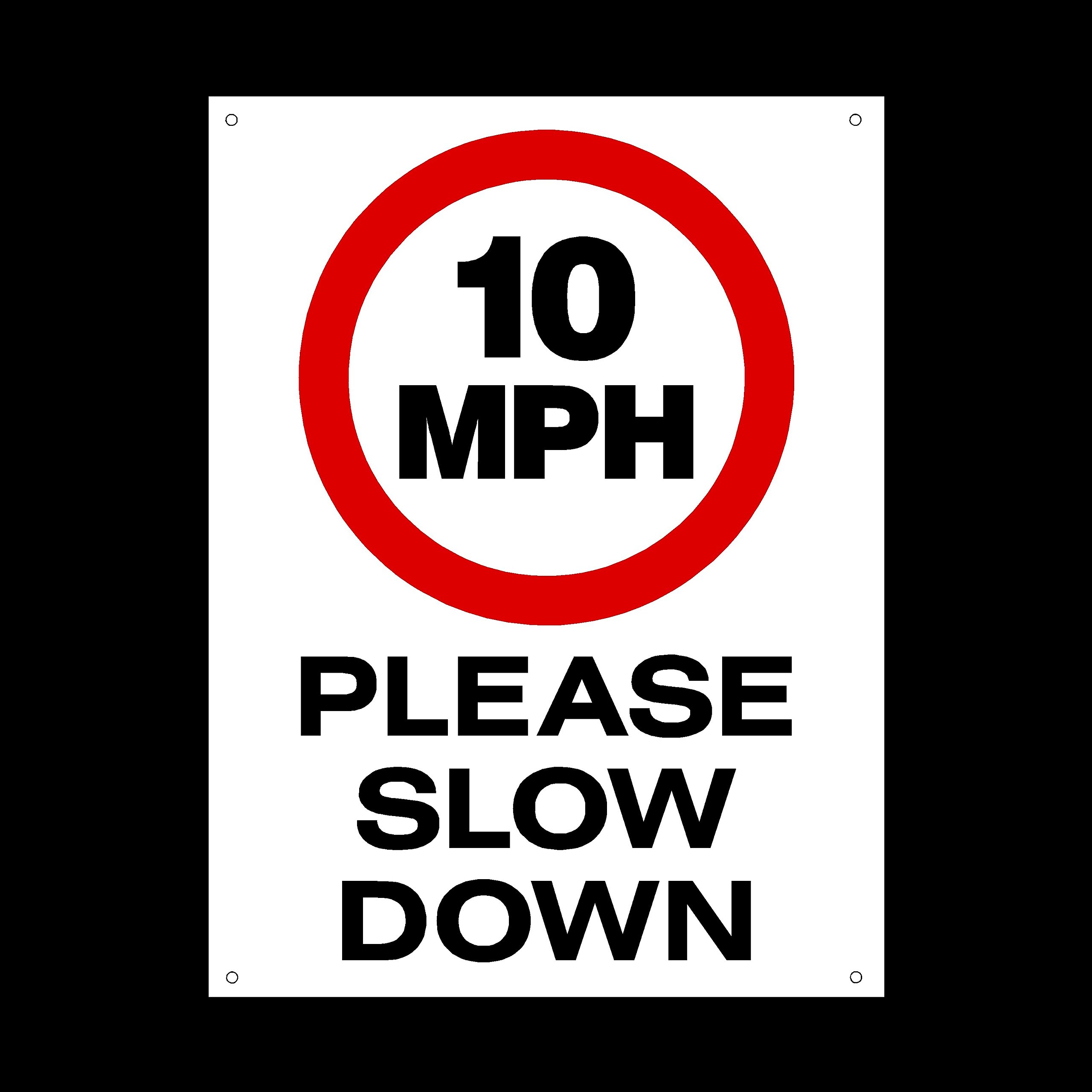 Ussp&S 10 Mph Please Slow Down 3Mm Metal Sign With 4 Pre-Drilled Holes - Private Property, Parking, Clamping, Disabled, Driveway, Do Not Block (Misc97)