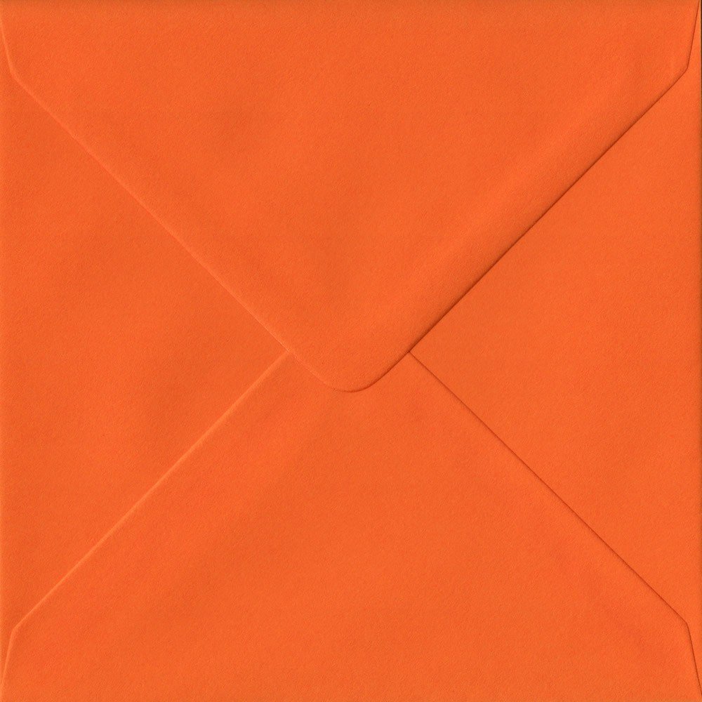 Orange S4 155mm x 155mm Gummed Square Colour Envelopes 100gsm (Pack of 25)