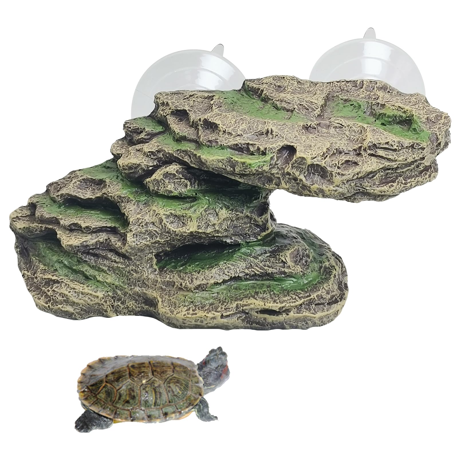 kathson Turtle Basking Platform Floating Turtle Dock Baby Tortoise Climbing Ramp Shale Reptiles Dock Resting Terrace Stone Aquarium Ornament for Frogs