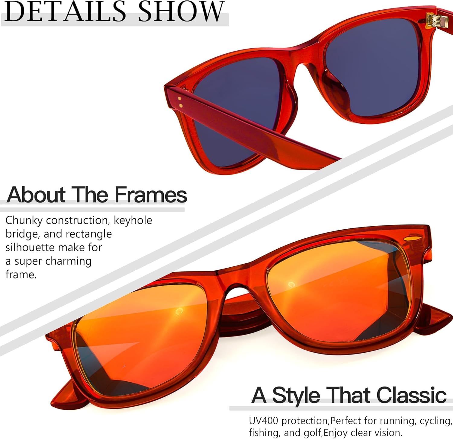 SIPHEW Polarized Mirrored Sunglasses for Women & Men Square UV Protection Womens Sunglasses for Beach/Sports/Festival Party - Image 6