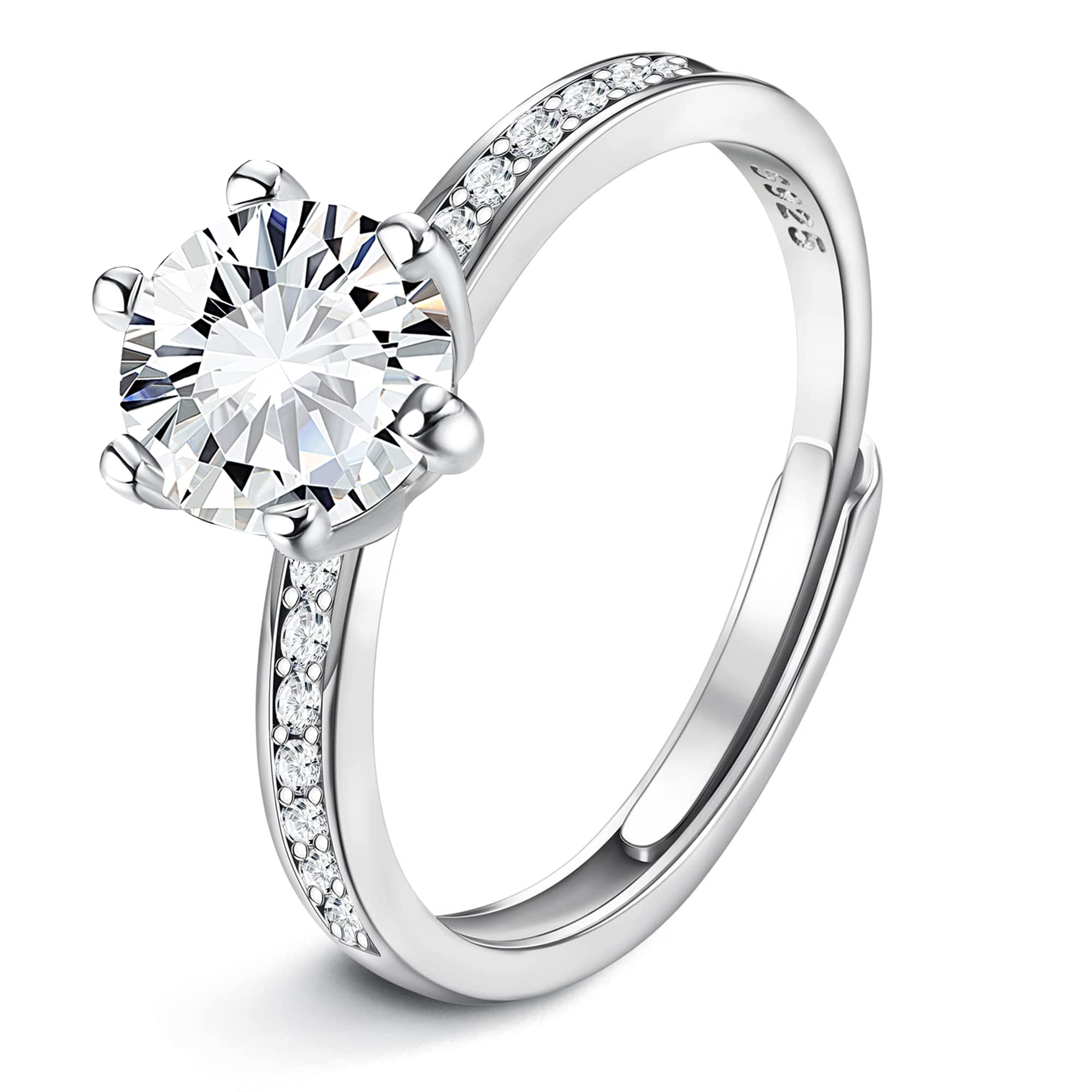 KALVICA Anillos Mujer Plata de Ley 925 con Circonita Anillo Compromiso Alianzas Boda de Circonita Cúbica Ajustable para Alianza Aniversario Bodas Regalo Aniversario