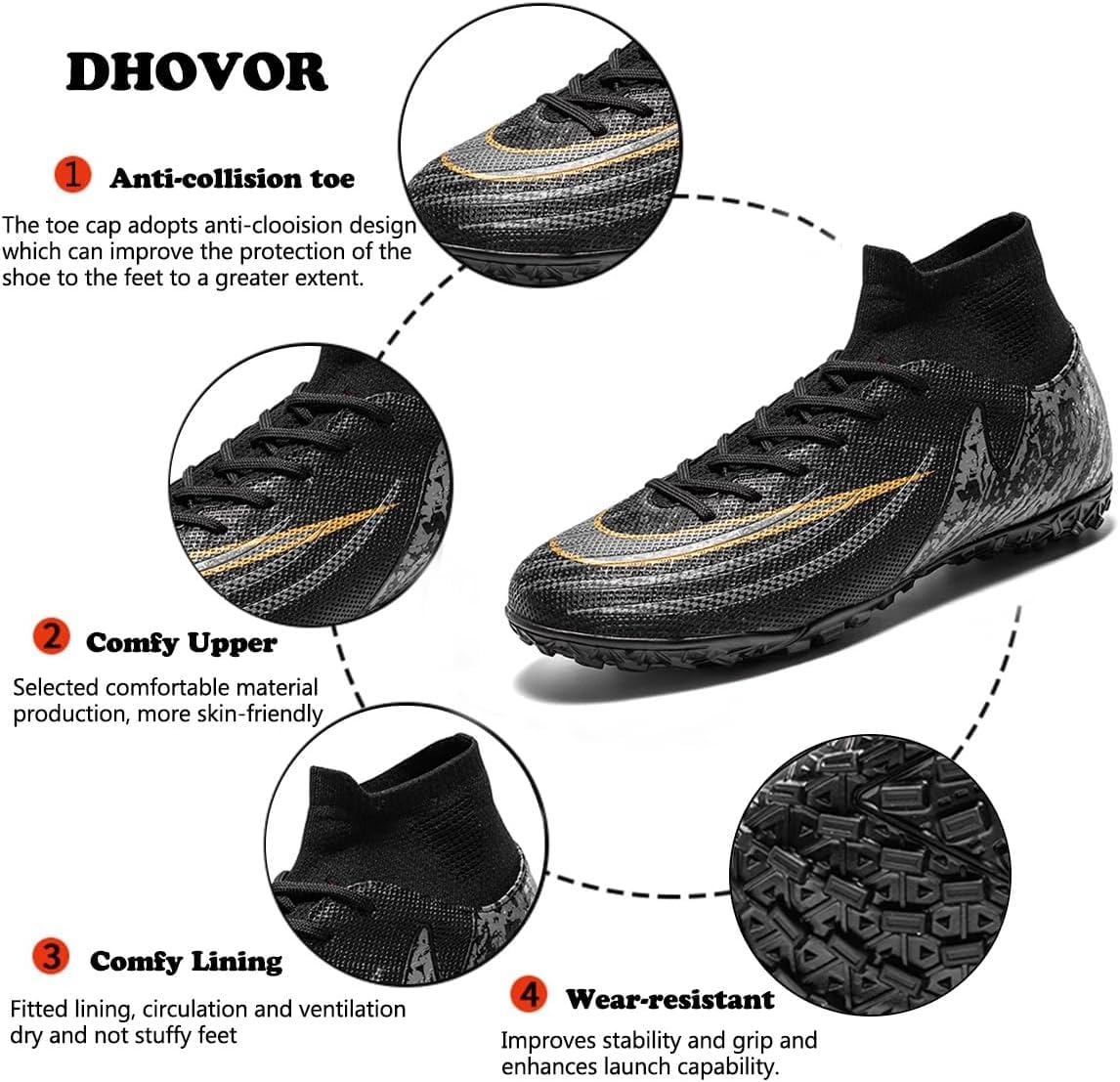 Mes Buty Piłkarskie Chłopcy Wysoka Cholewka Astro Turf Traiers Buty Piłkarskie Professio Athletic Idoor Piłka Nożna Piłka Nożna, 11 Black, 8 UK