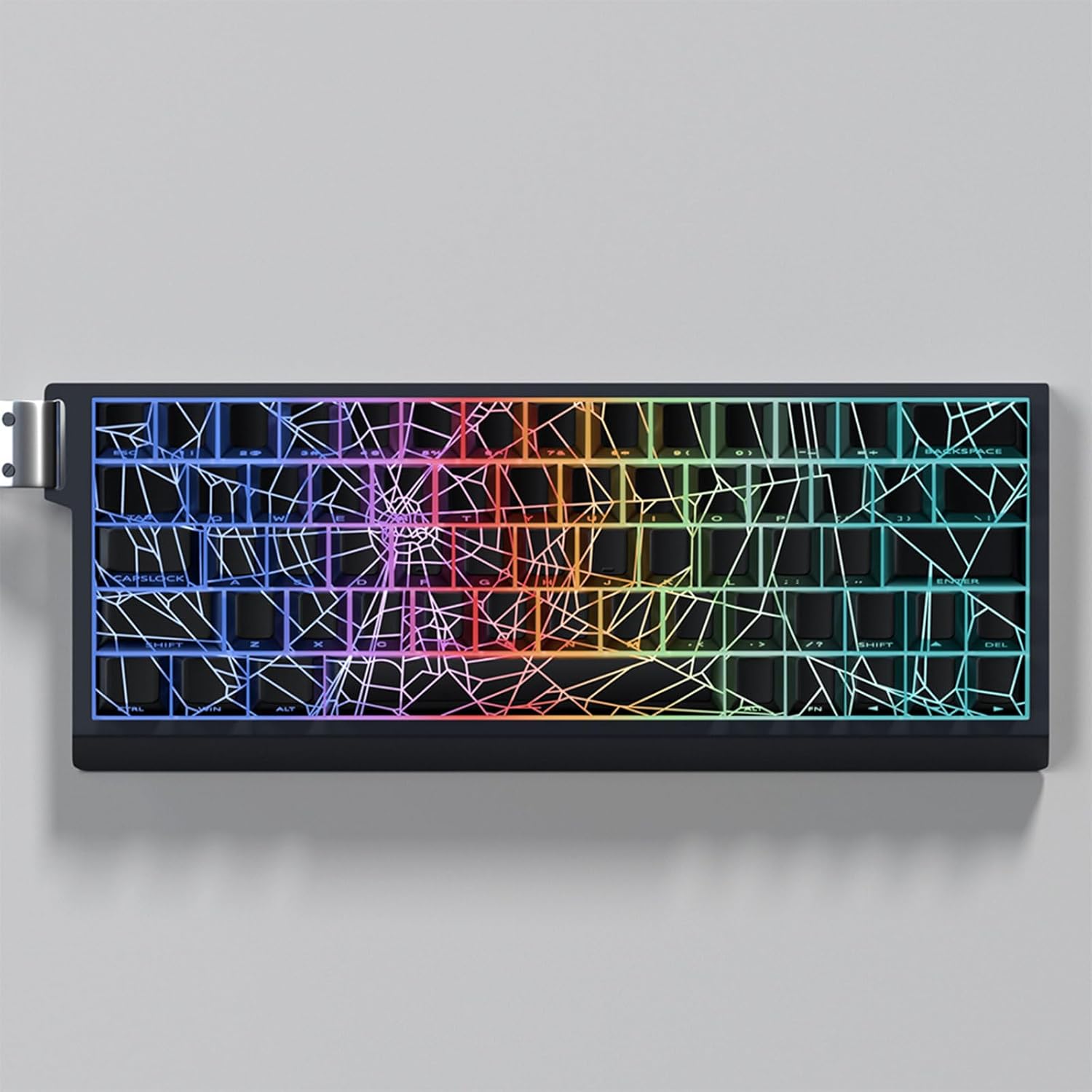 64/74Key Keycaps Customs Spiders Web Keycap Set Side Print Backlit for 60 61 63 64 65 Mechanical Keyboards Translucents Backlit