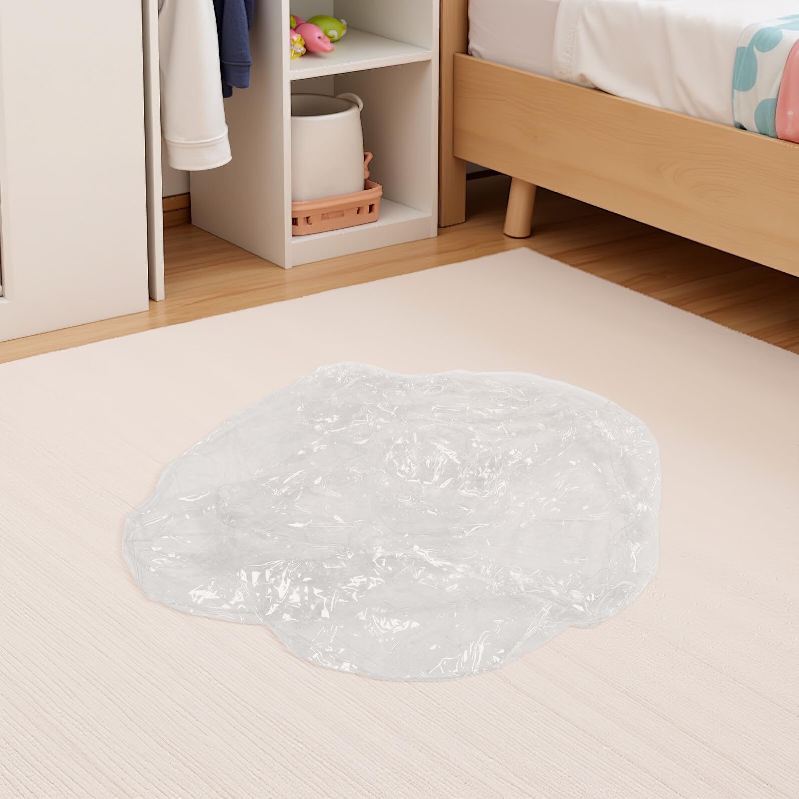 Pouf Contenitore Trasparente per Giocattoli di Peluche Cerniera in PVC Imbottito e Spazioso Borsa Porta Peluche per per Organizzare e Arredare la Cameretta