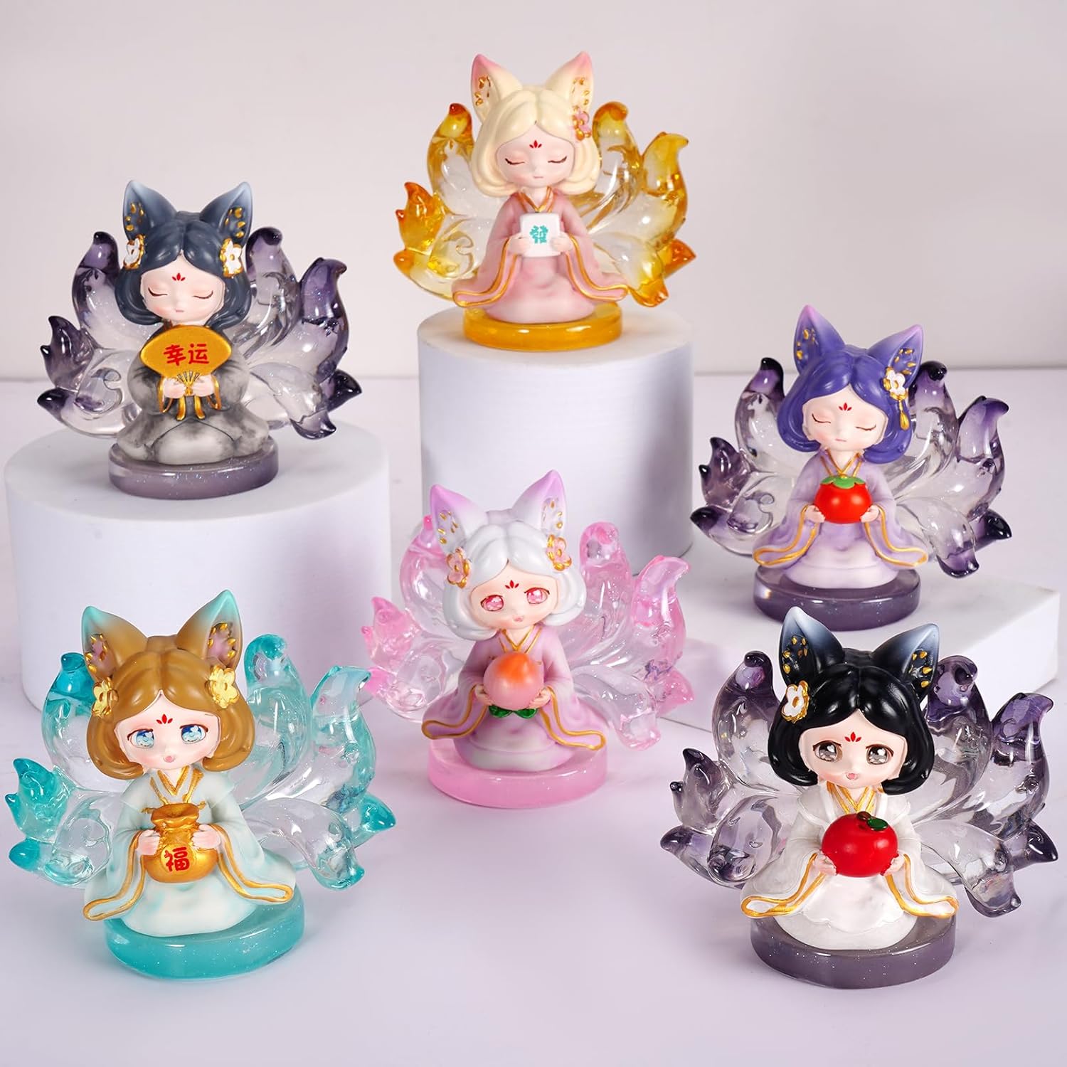 Nine-Tailed Fox Mystery Box Action Figure Toys Blind Boxes Random Design Cute Collectible Toys Desktop Ornaments Birthday Gifts