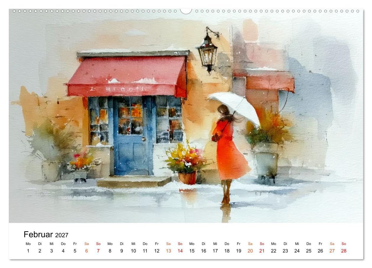 Paris in sanften Farben (Wandkalender 2027 DIN A2 quer), CALVENDO Monatskalender: Paris in warmem Aquarelllicht - sanft gemalt. (CALVENDO Orte)